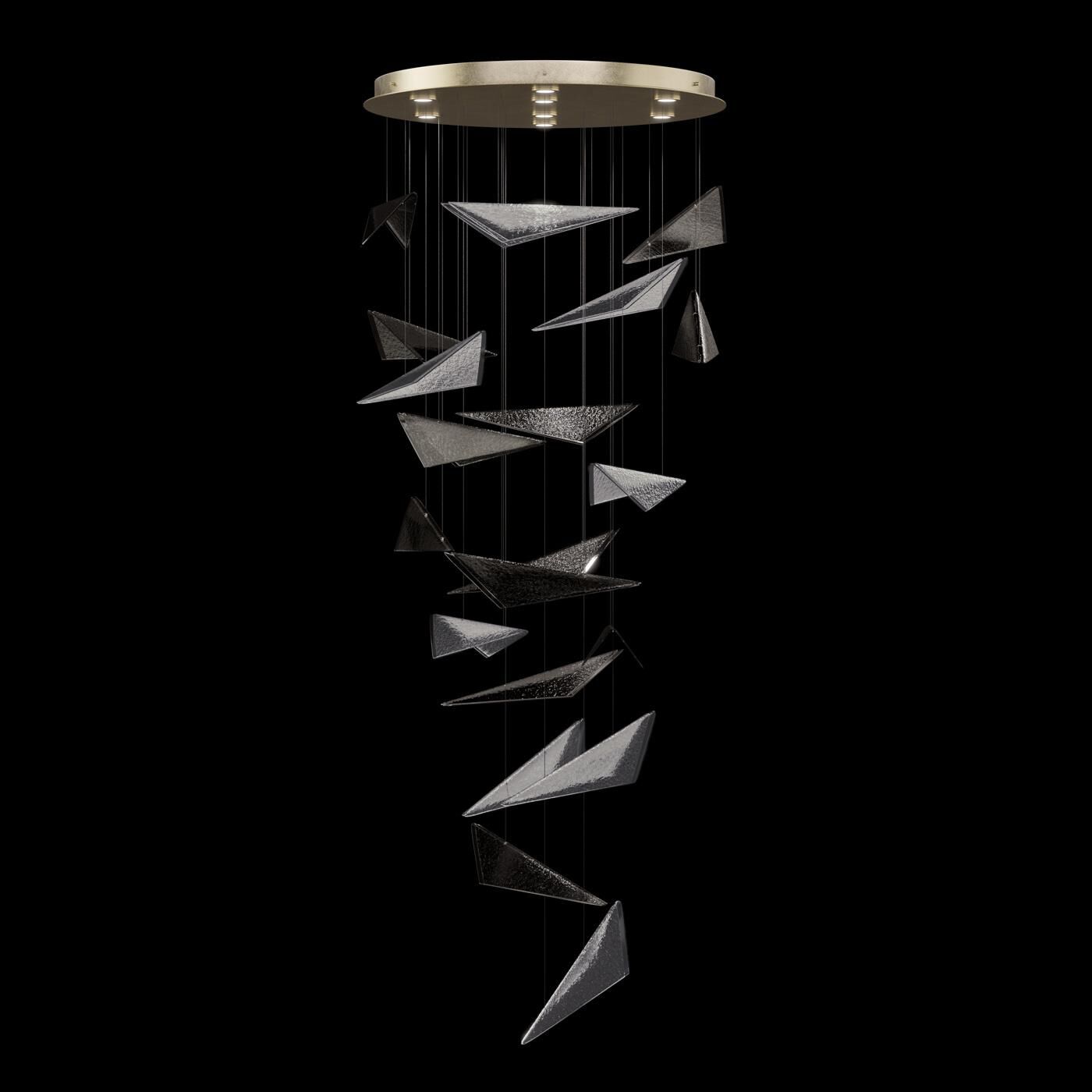 Shown in Gold finish and Smoke Hammered glass