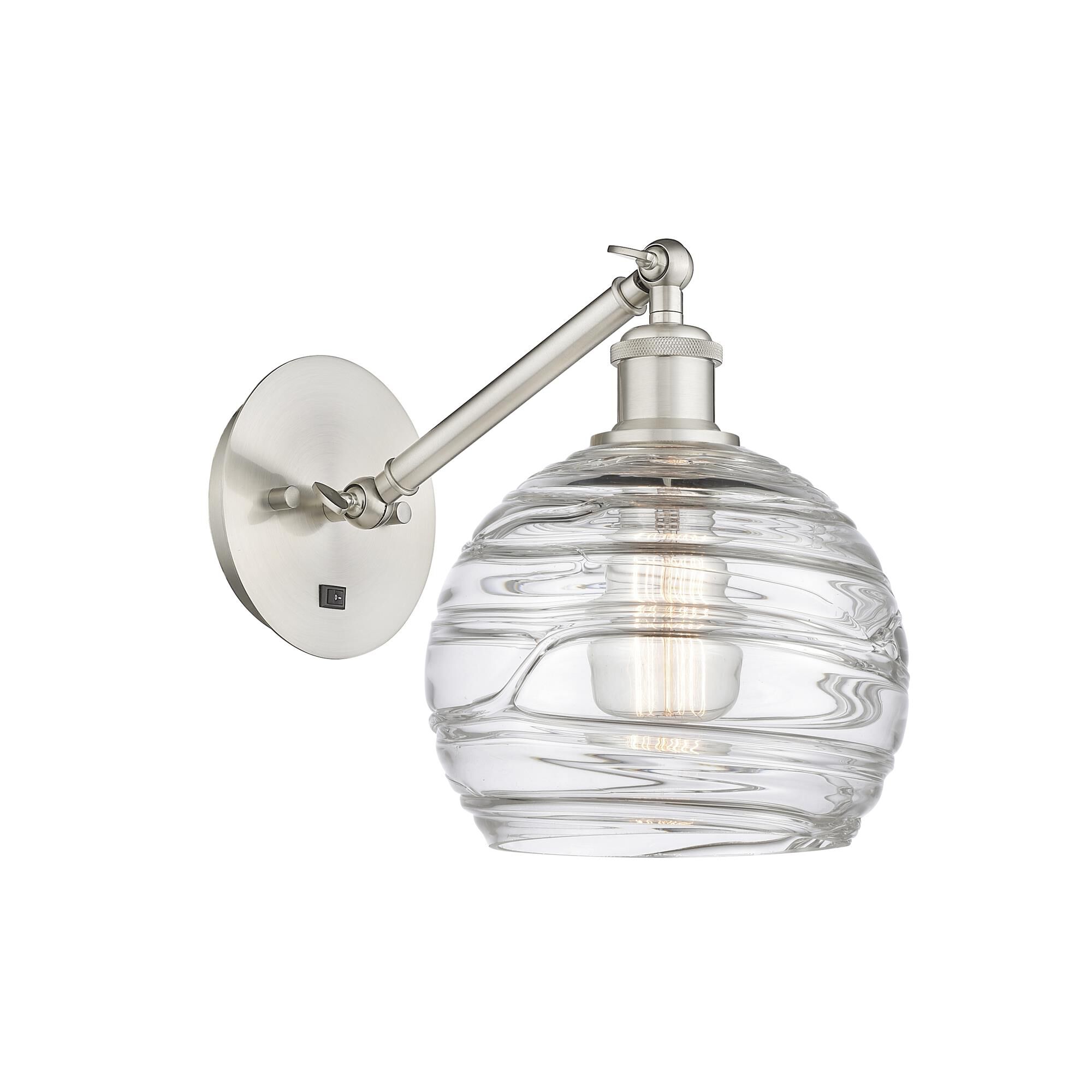Shown in Brushed Satin Nickel finish and Clear Athens Deco Swirl 8