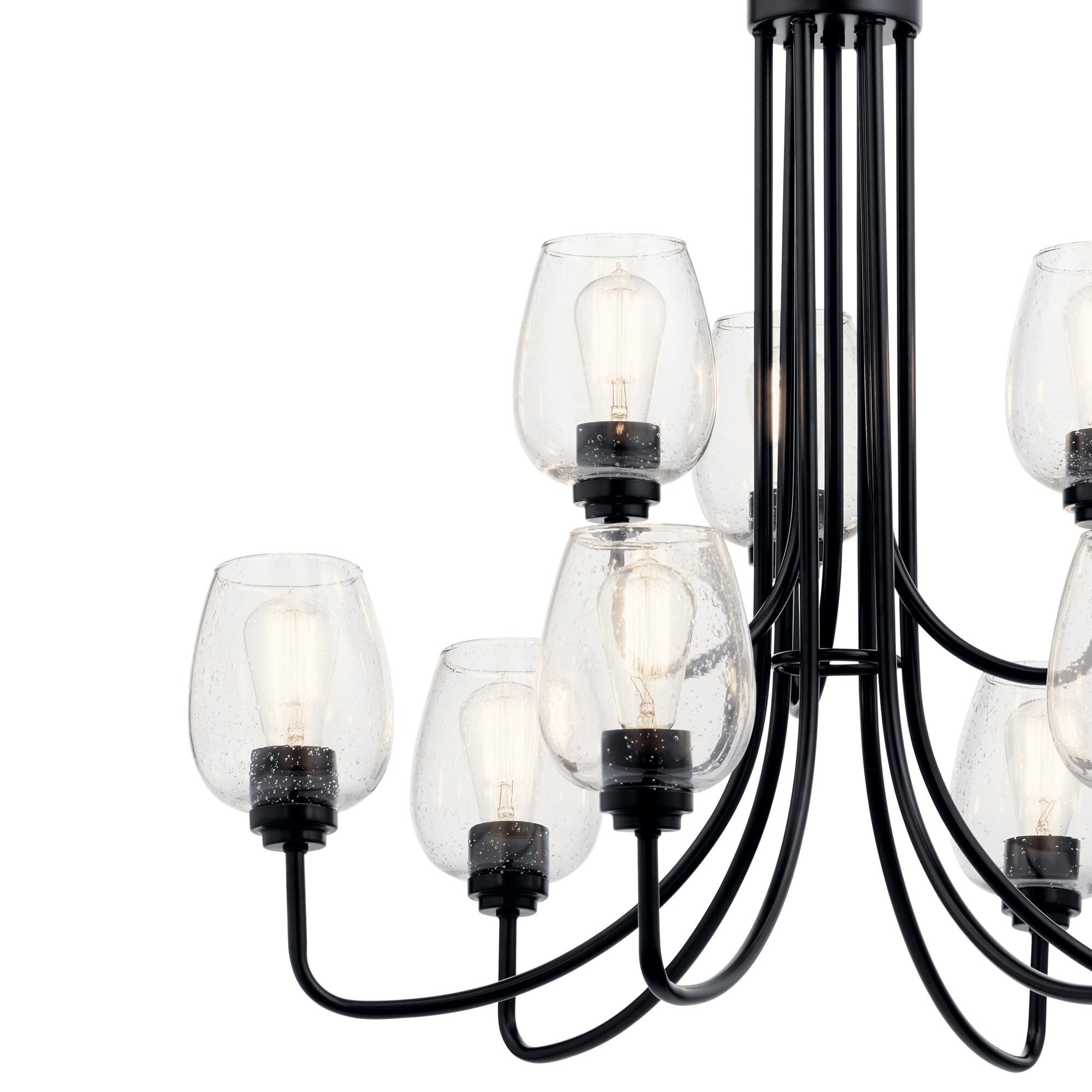 Shown in Black finish and Clear Seeded glass