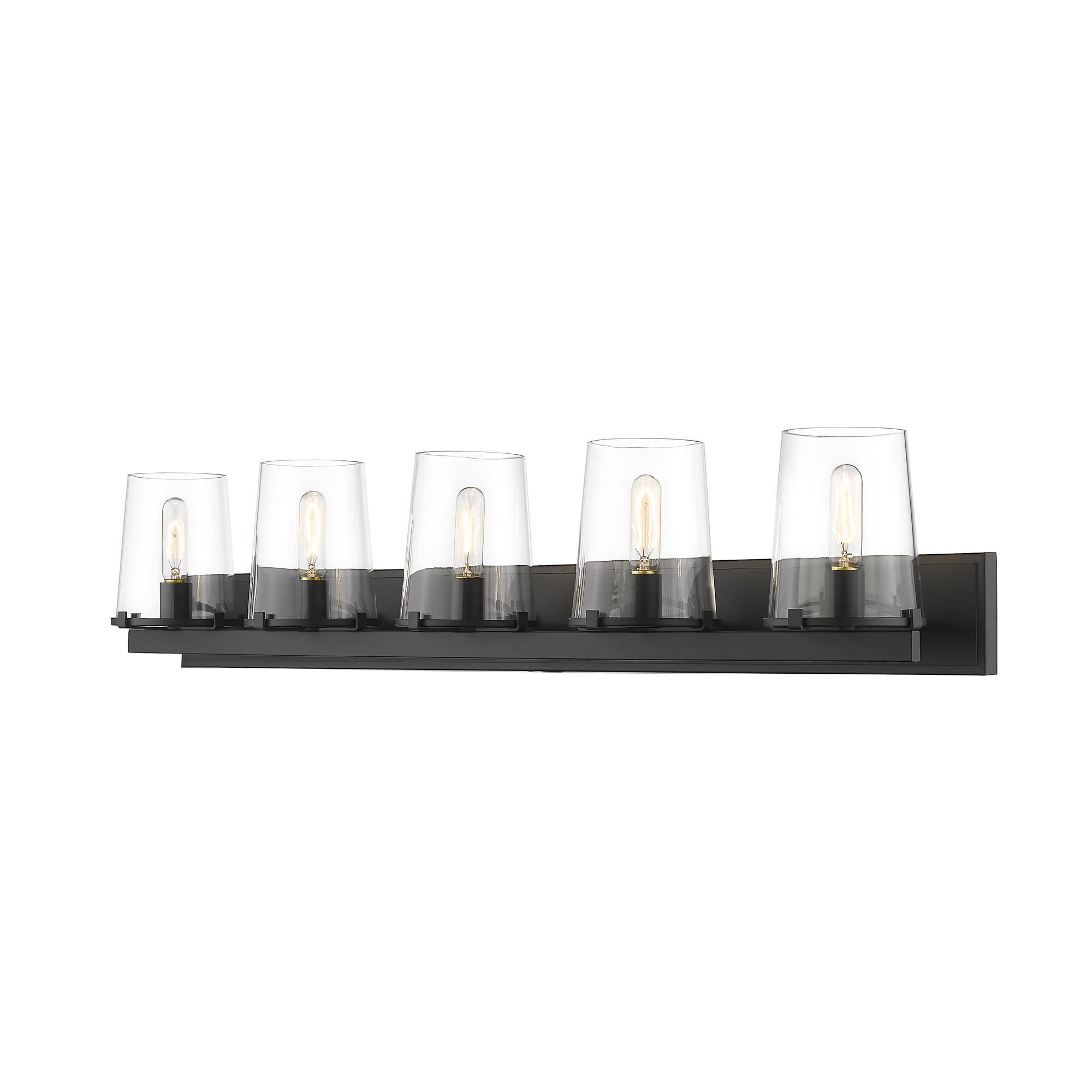 Shown in Matte Black finish and Glass shade