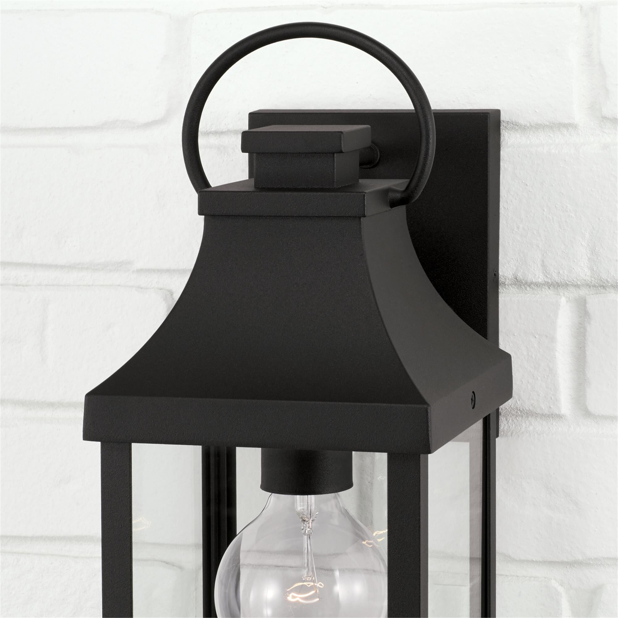 Shown in Black finish and Clear glass