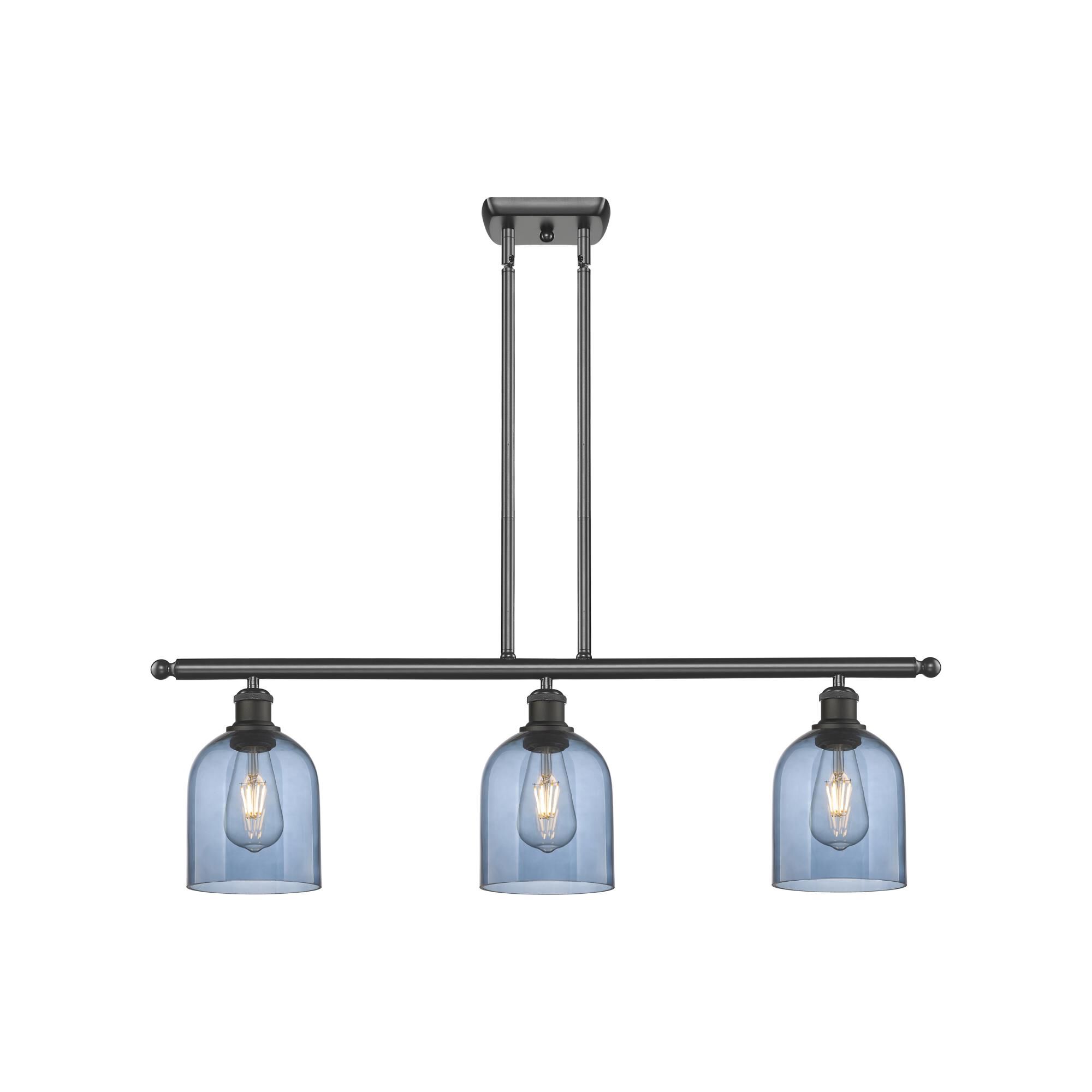 Shown in Oil Rubbed Bronze finish and Princess Blue glass