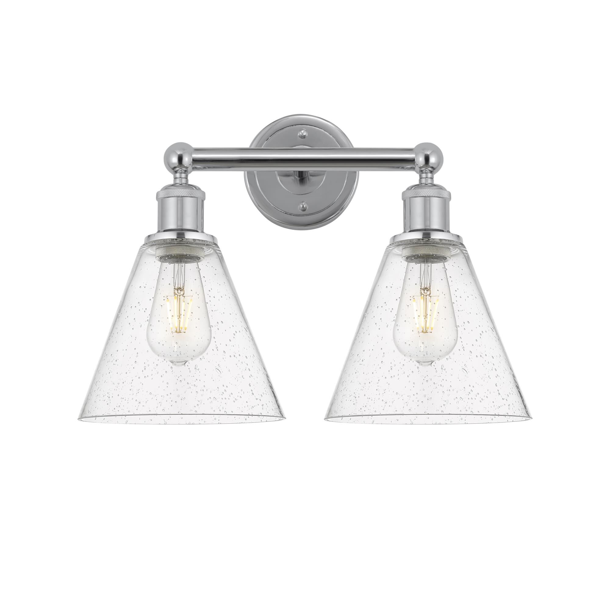 Shown in Polished Chrome finish and Seedy glass