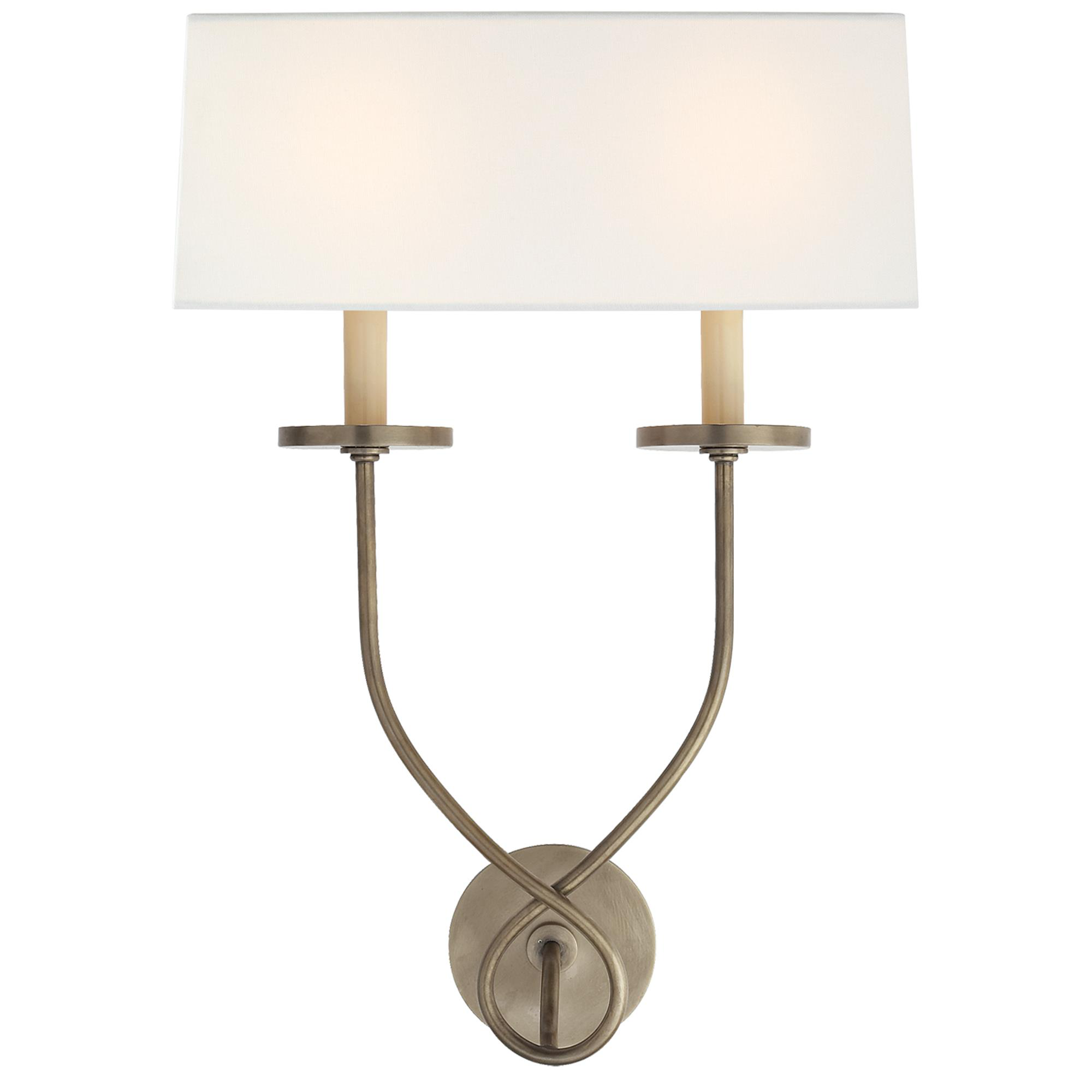 Shown in Antique Nickel finish and Linen shade
