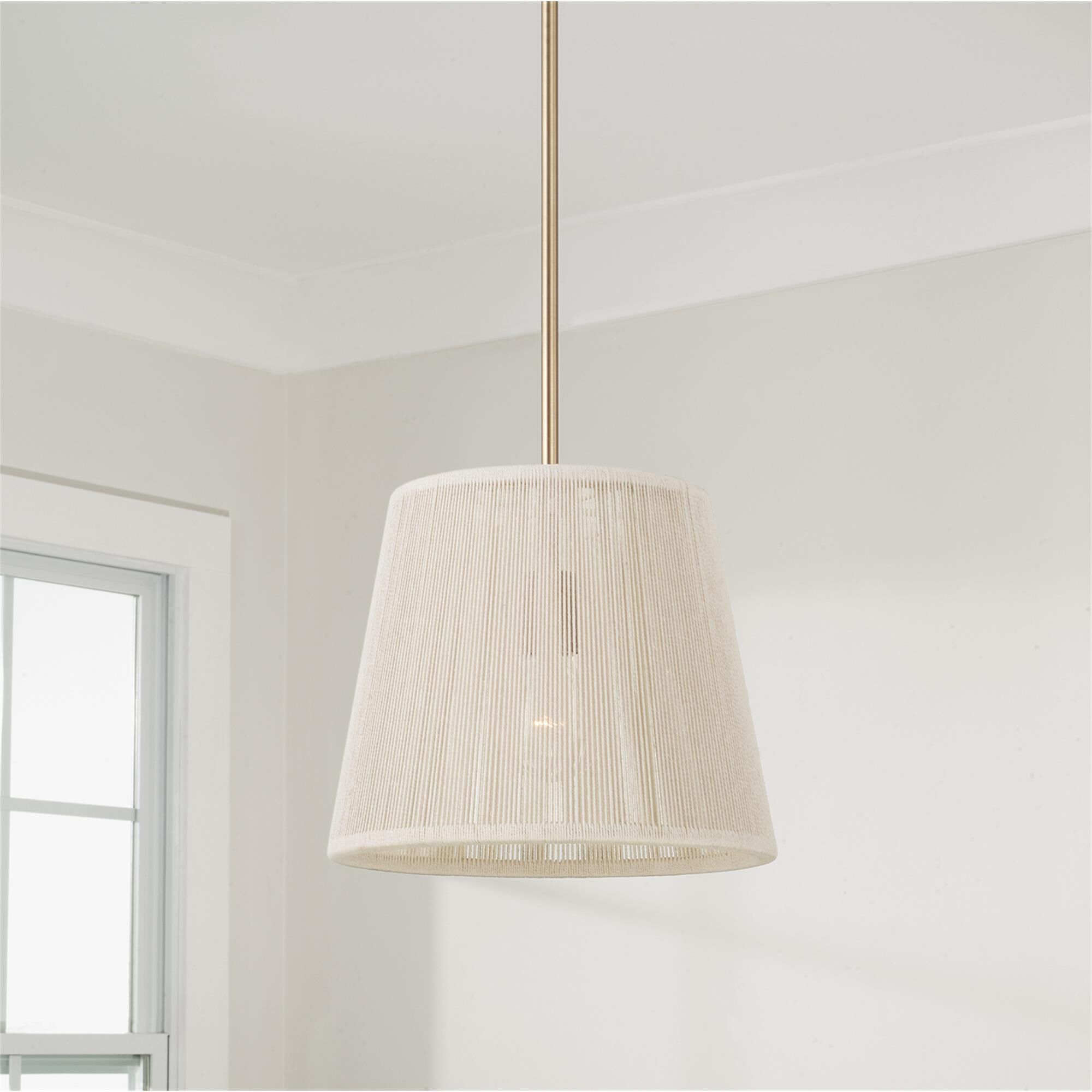 Shown in Matte Brass finish and Bleached Natural Rope shade