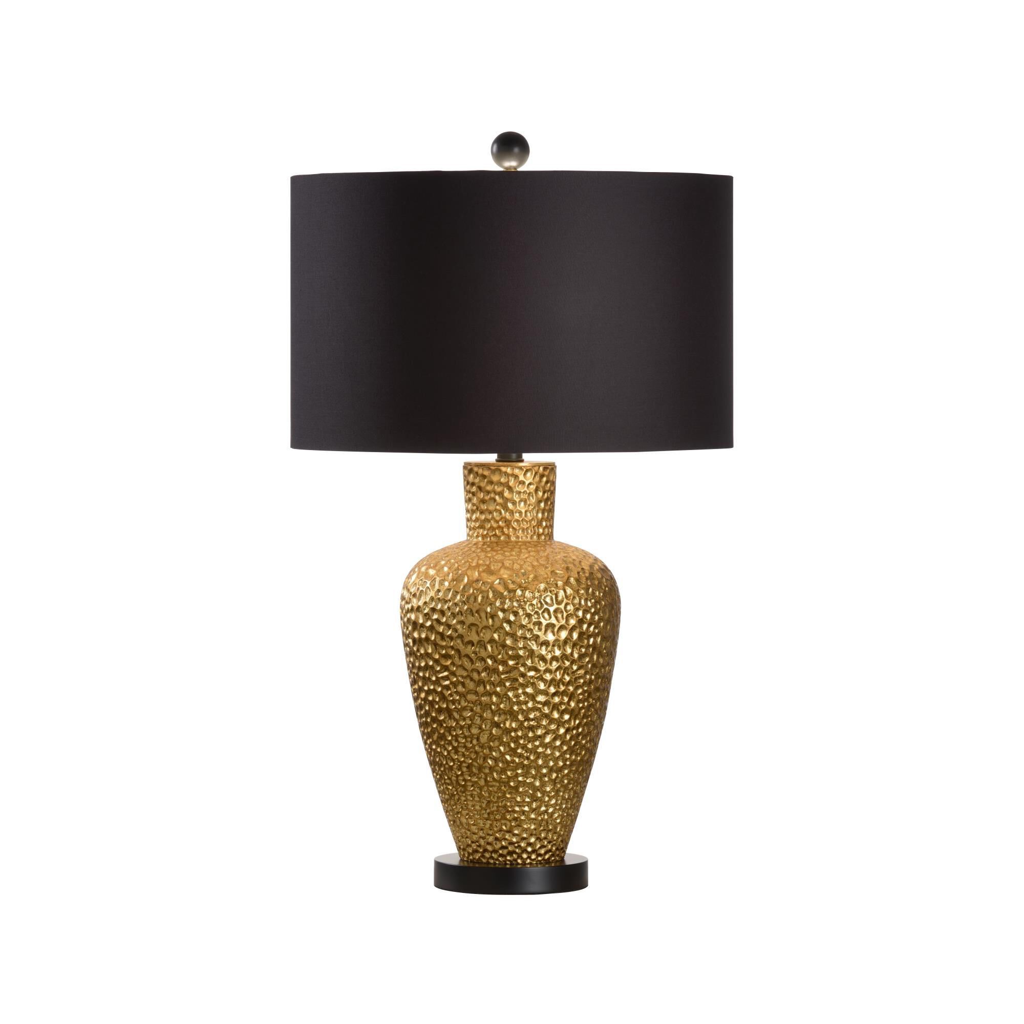 Shown in Metallic Gold Glaze/Matte Black finish and Black shade