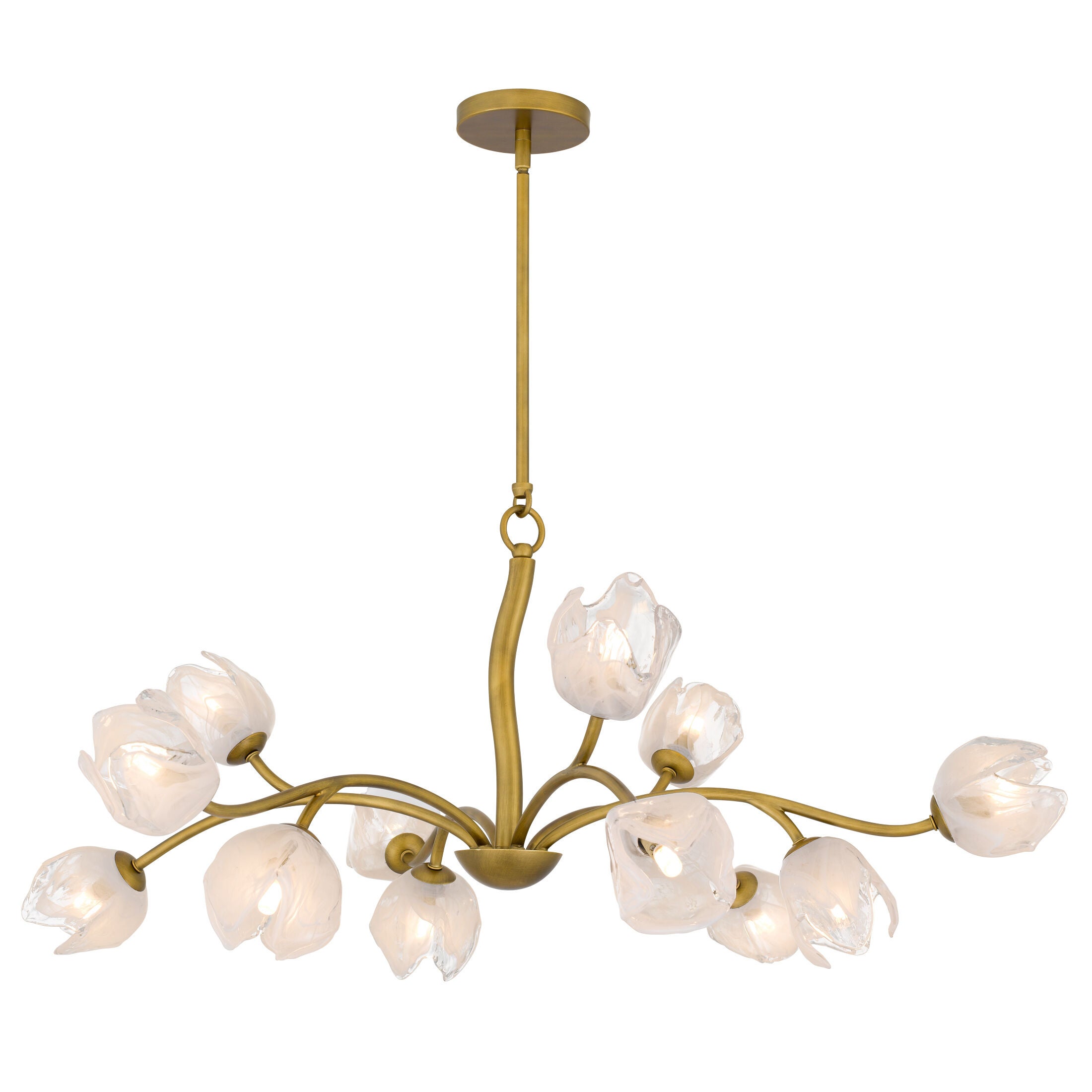 Shown in Vintage Brass finish and White Swirl Glass shade