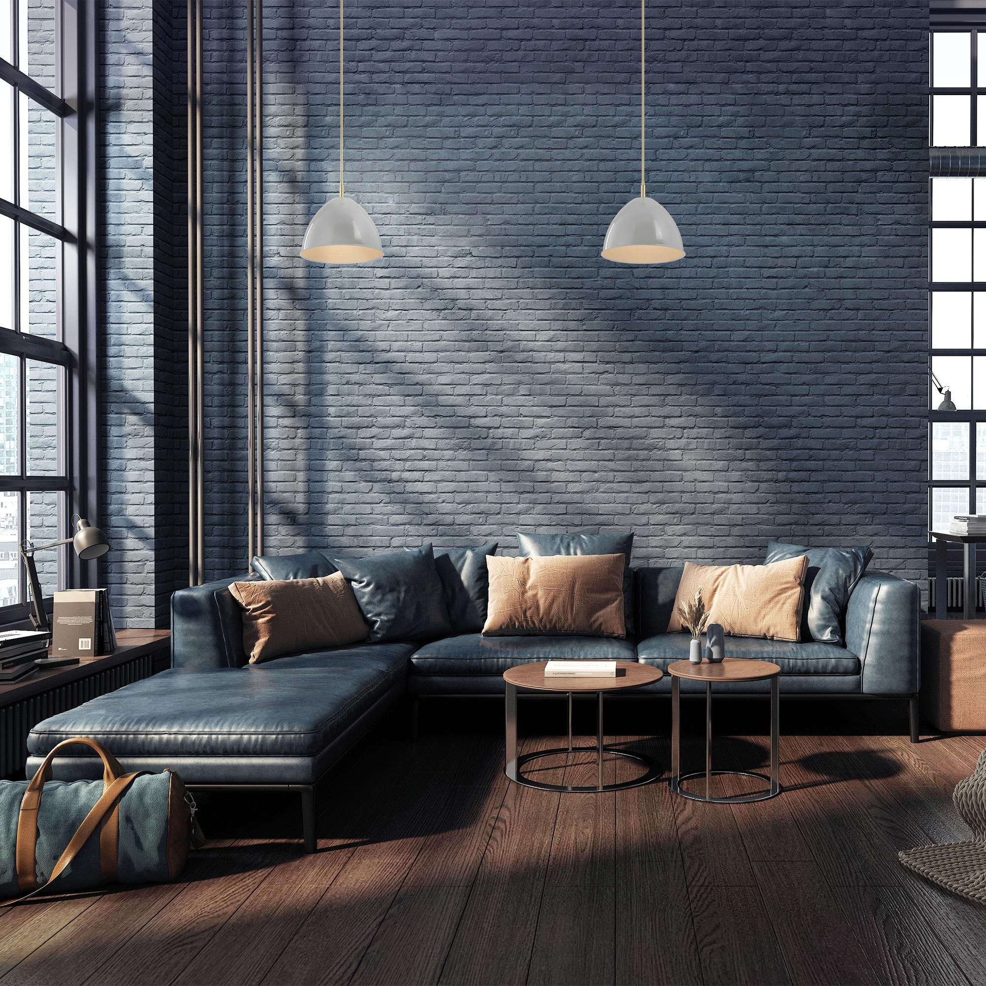 Shown in Brushed Gold finish and Grey Sky shade