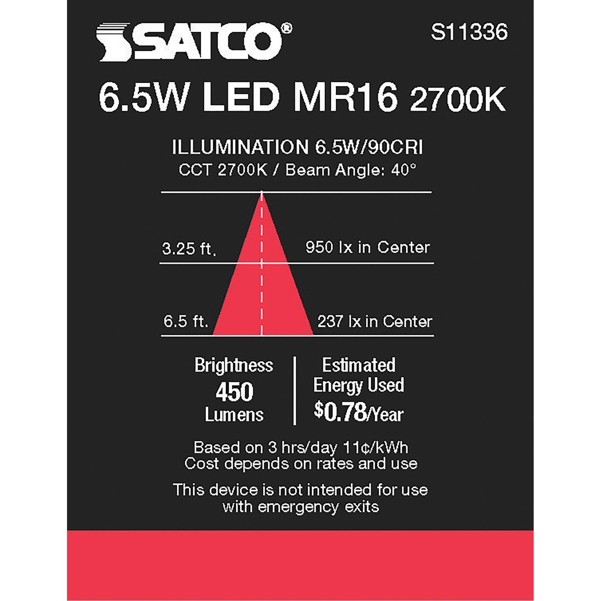 Dimmable 6.50 Watt 2700K MR16 LED Light Bulb by Satco