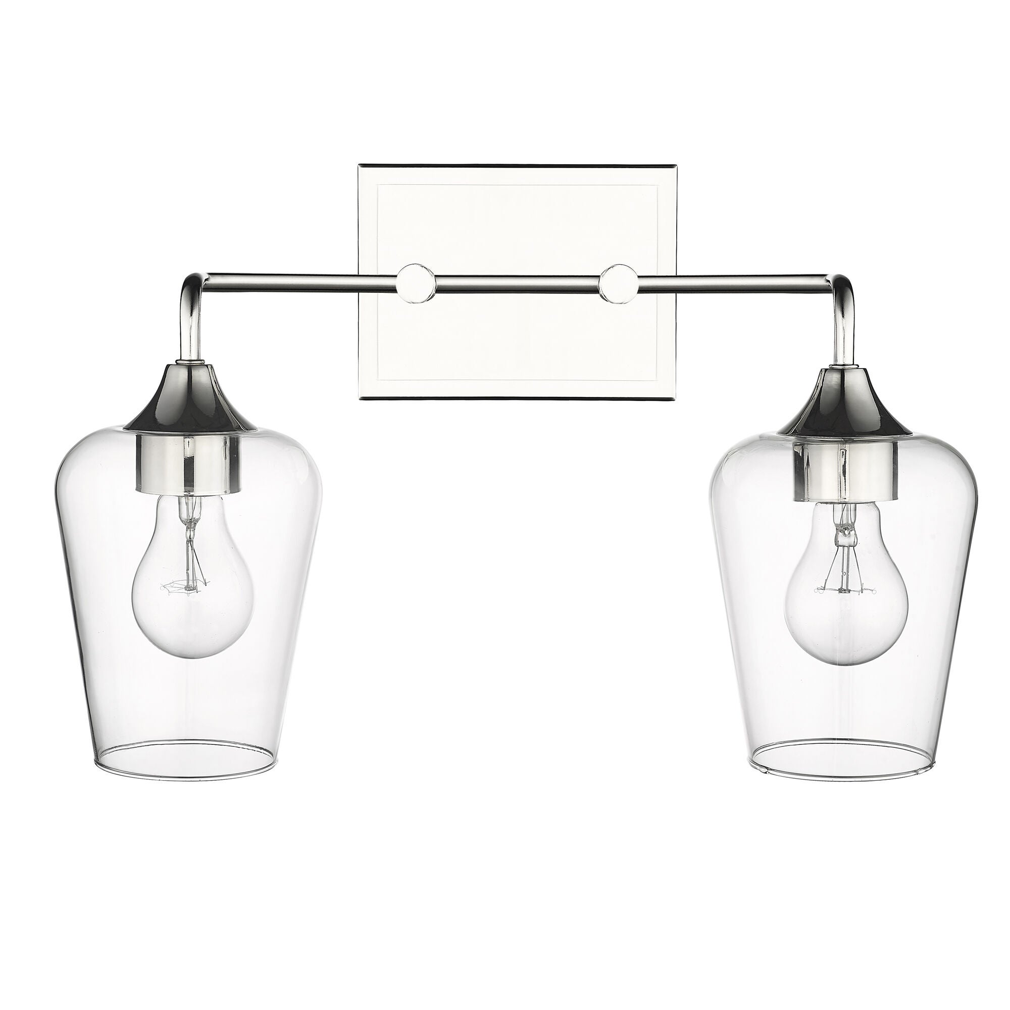 Shown in Polished Nickel finish and Clear Glass shade