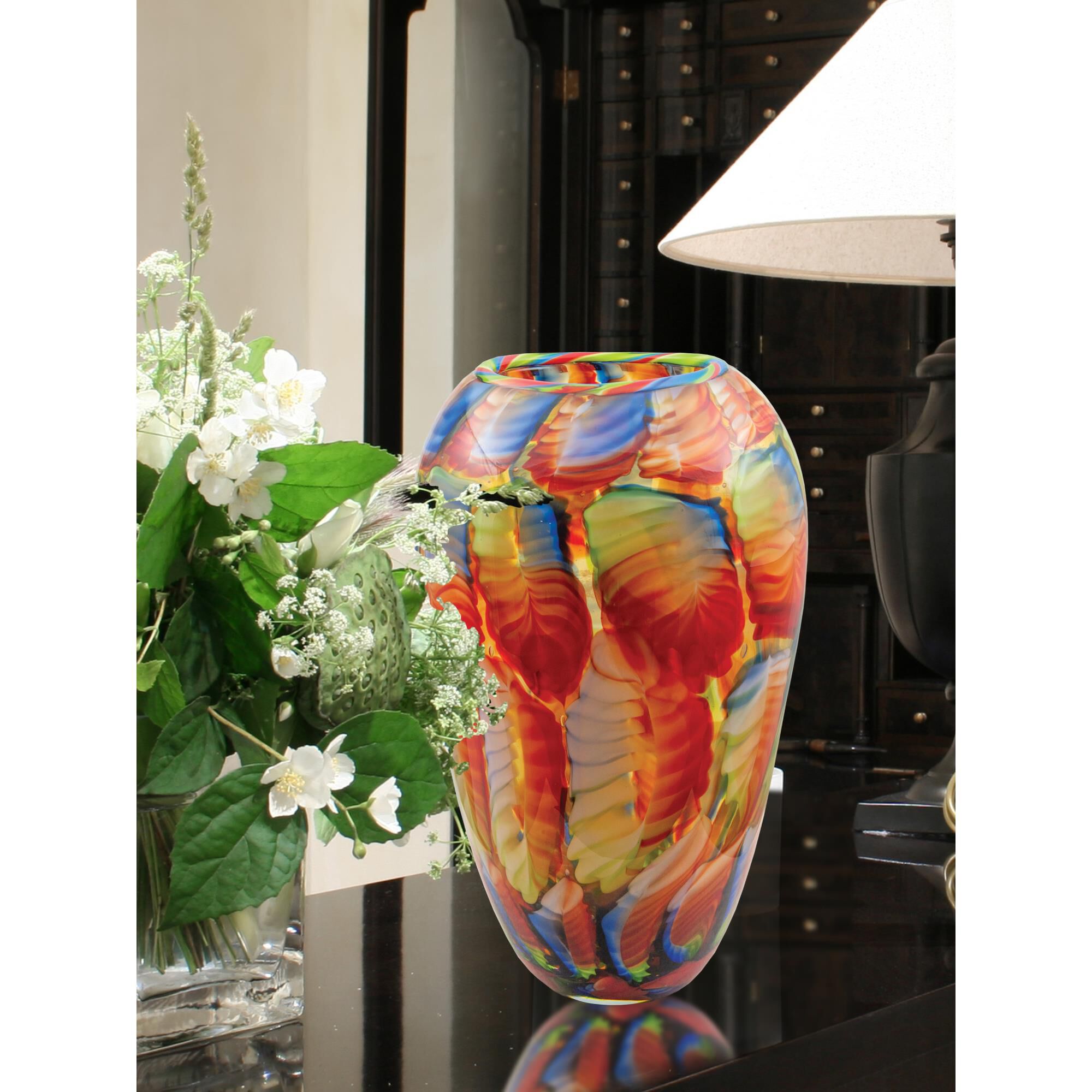Shown in Handblown Multicolored Glass finish