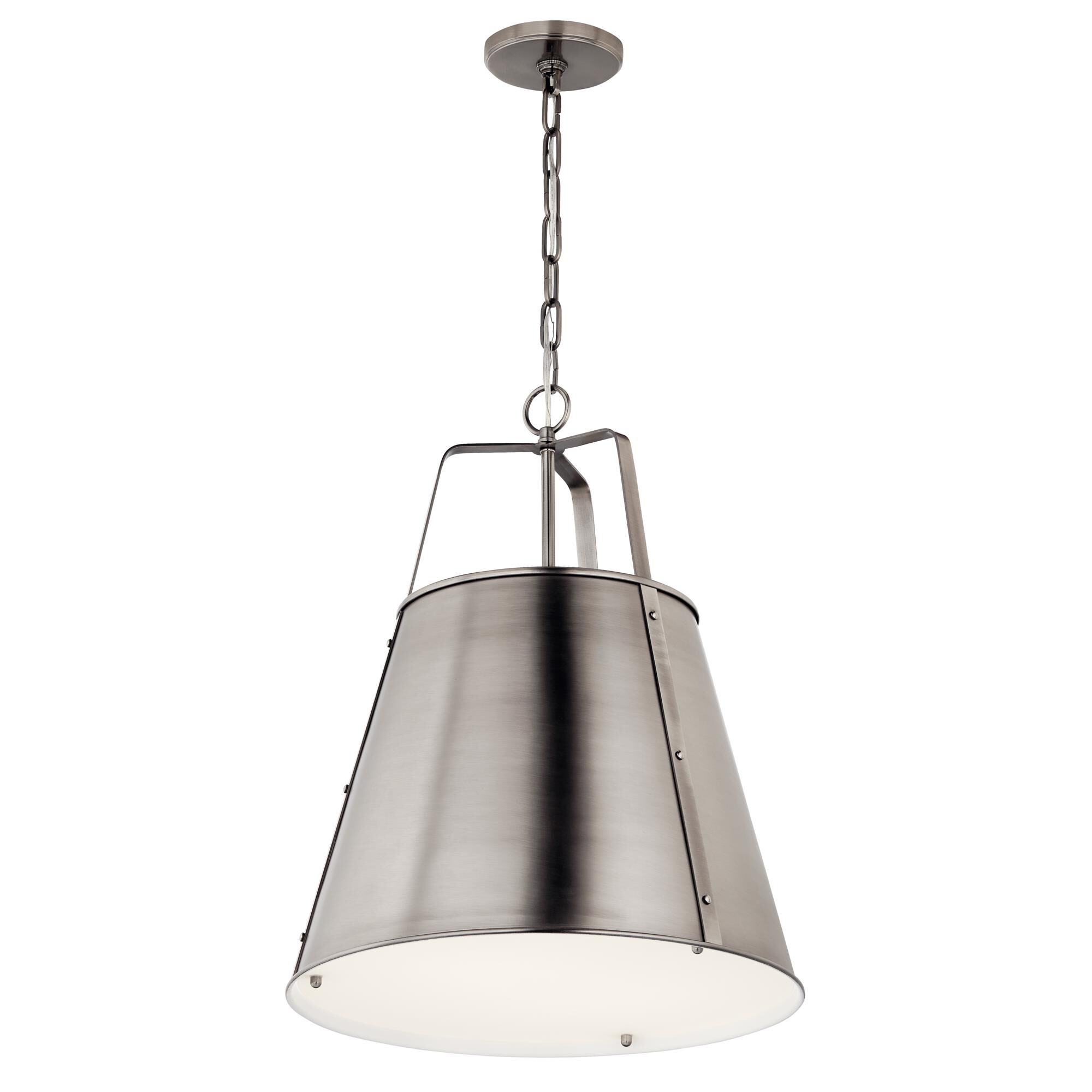 Shown in Classic Pewter finish and Clear Satin Etched With Painted White Inside glass and Metal,Cone,Smooth shade