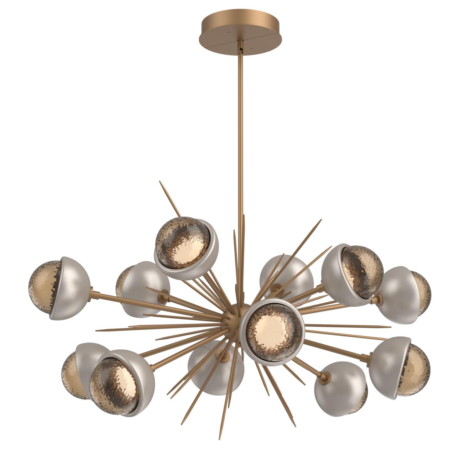 Shown in Novel Brass finish and Bronze glass and Beige Silver accent