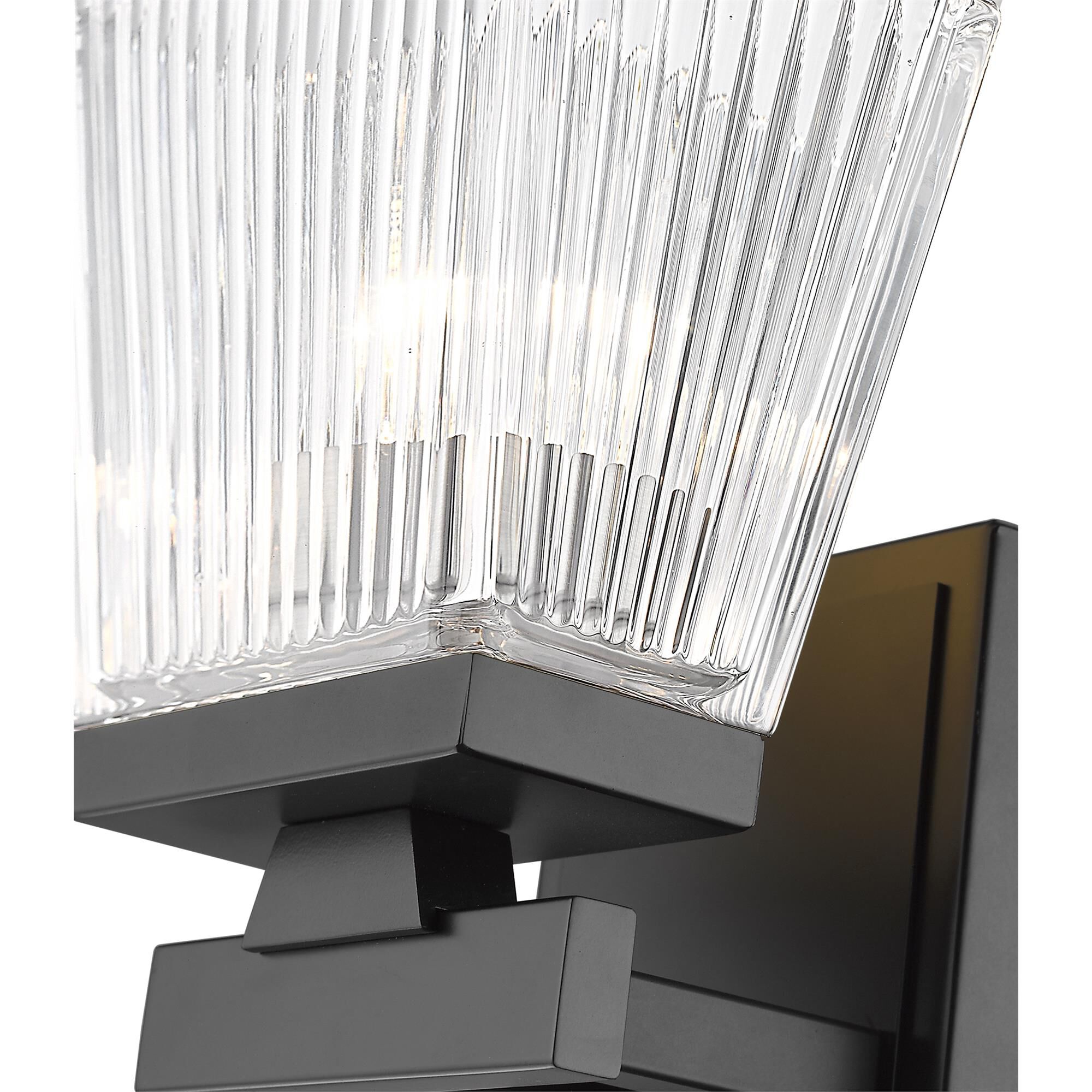 Shown in Matte Black finish and Glass shade