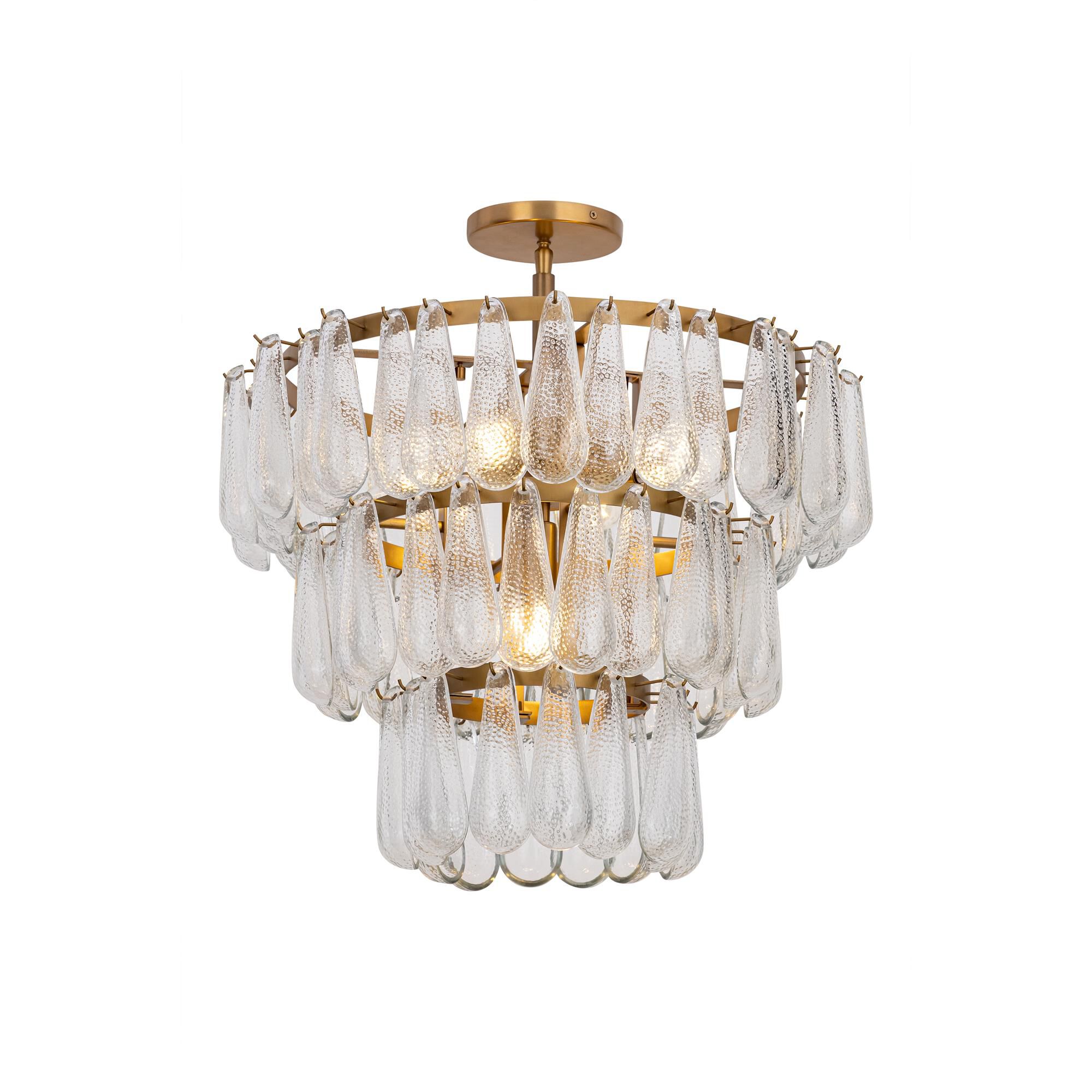 Shown in Legacy Brass finish and Clear Dimpled glass