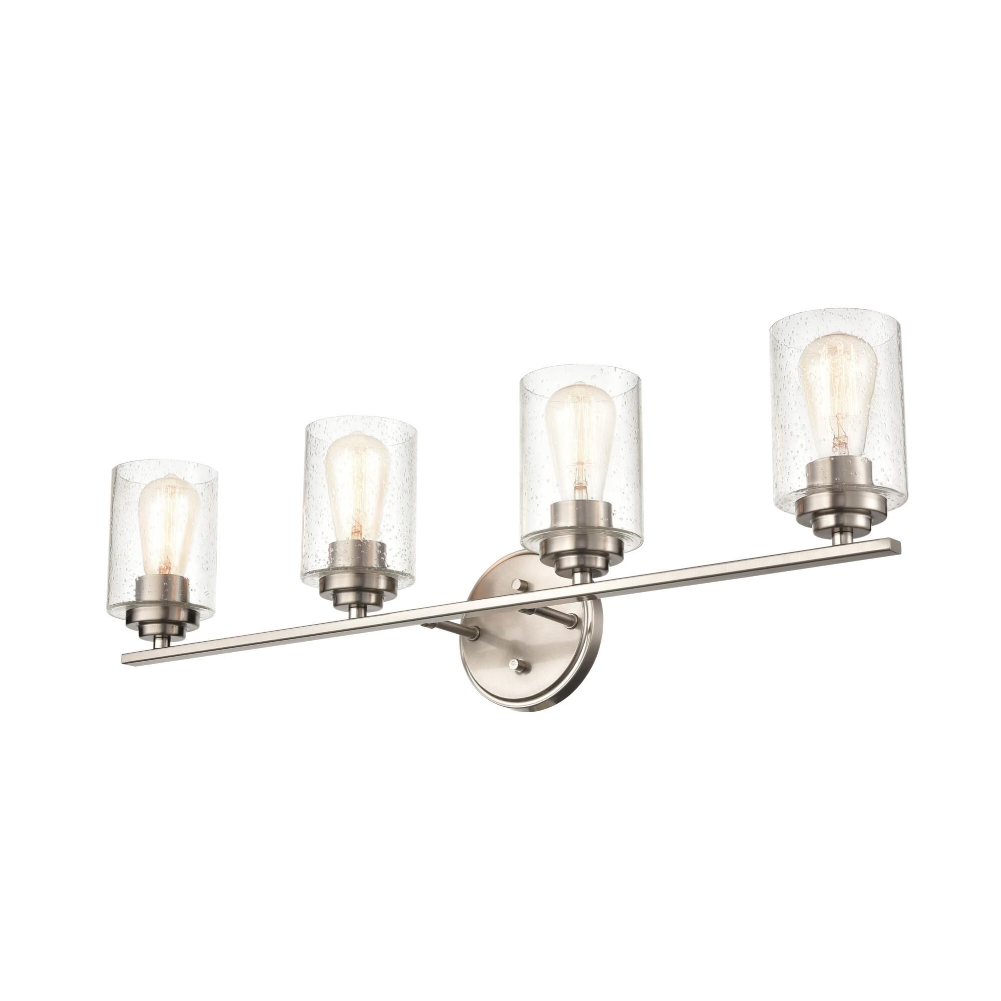 Shown in Satin Nickel finish and Clear Seeded glass