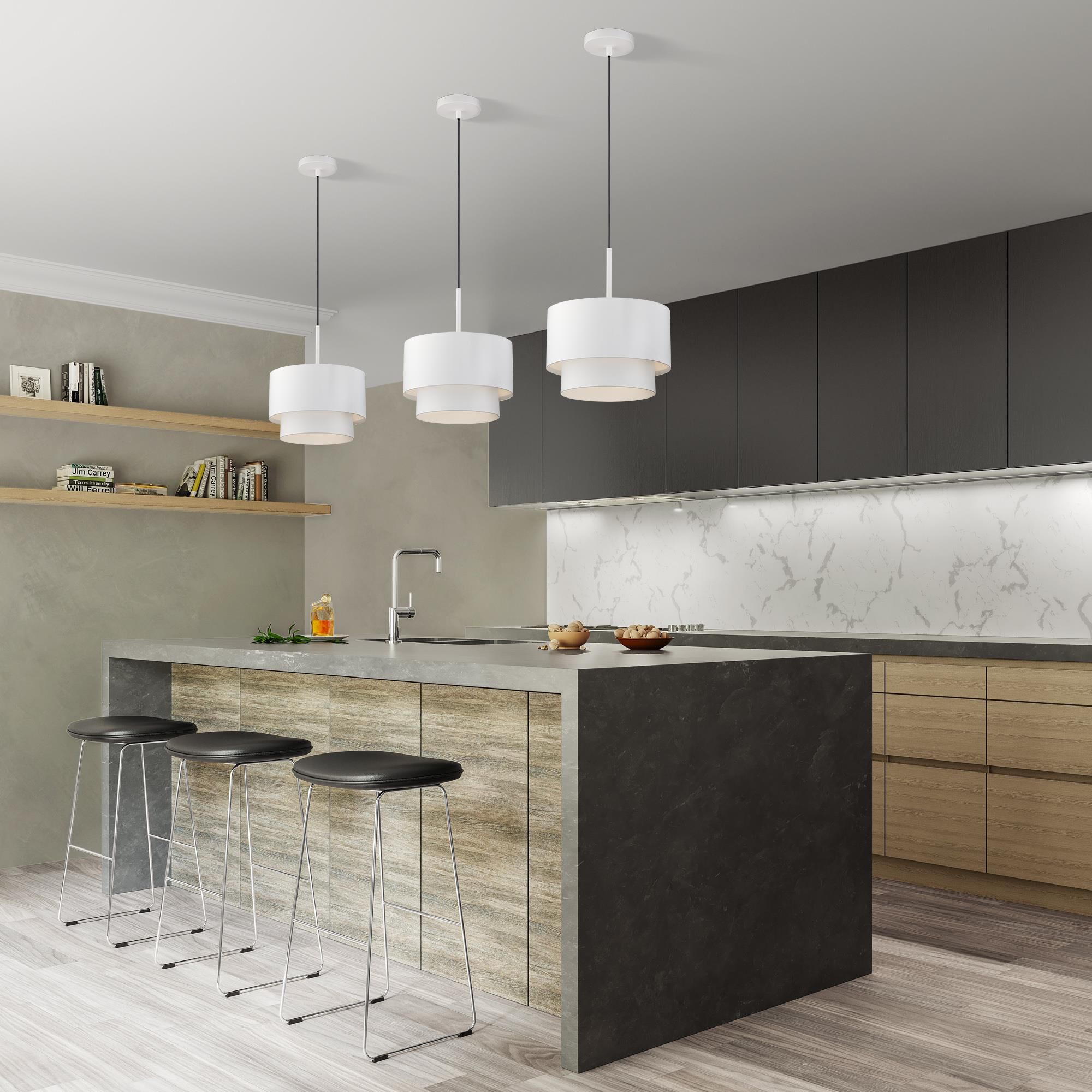 Shown in White finish and White Steel with White Inside shade