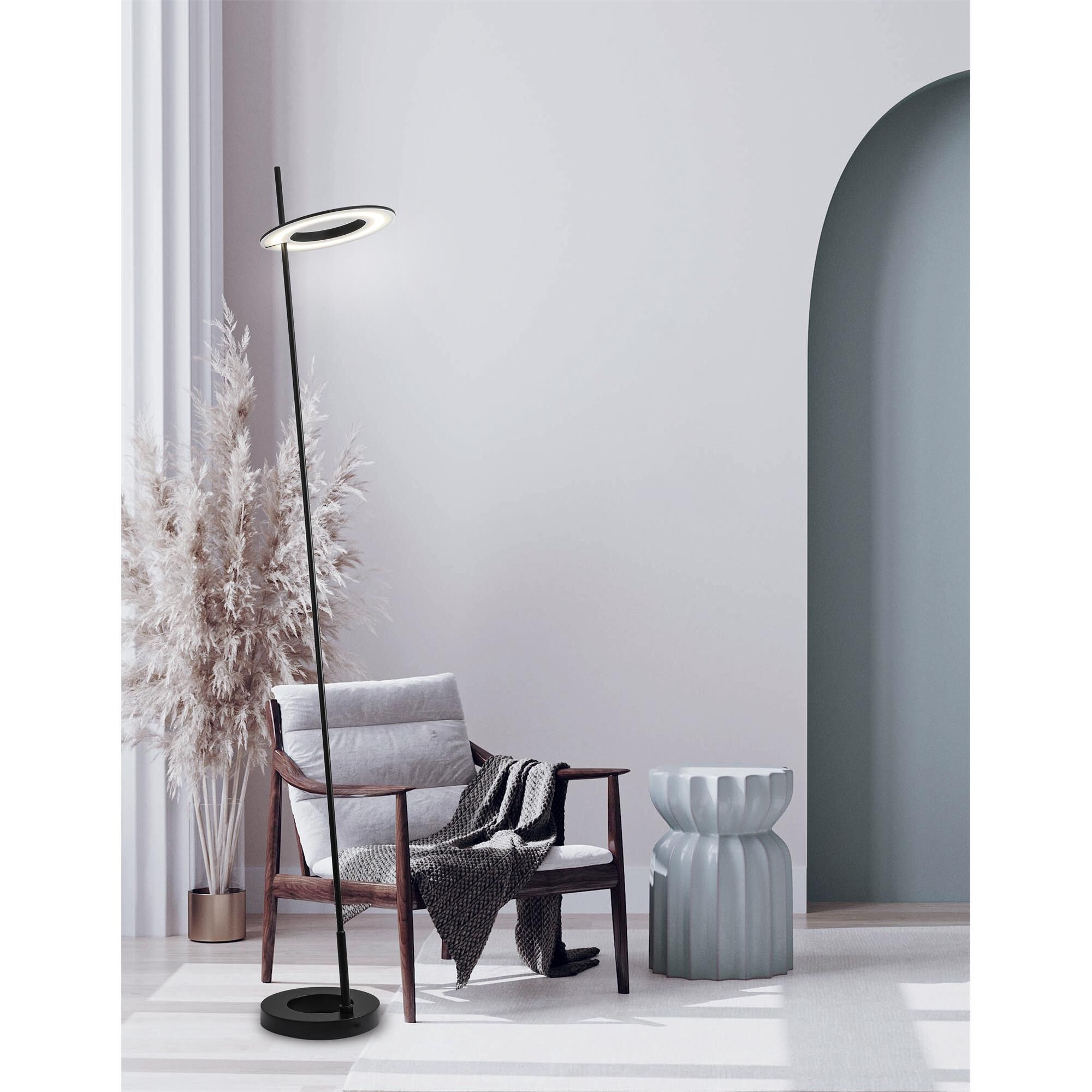 Shown in Matte Black finish and White shade