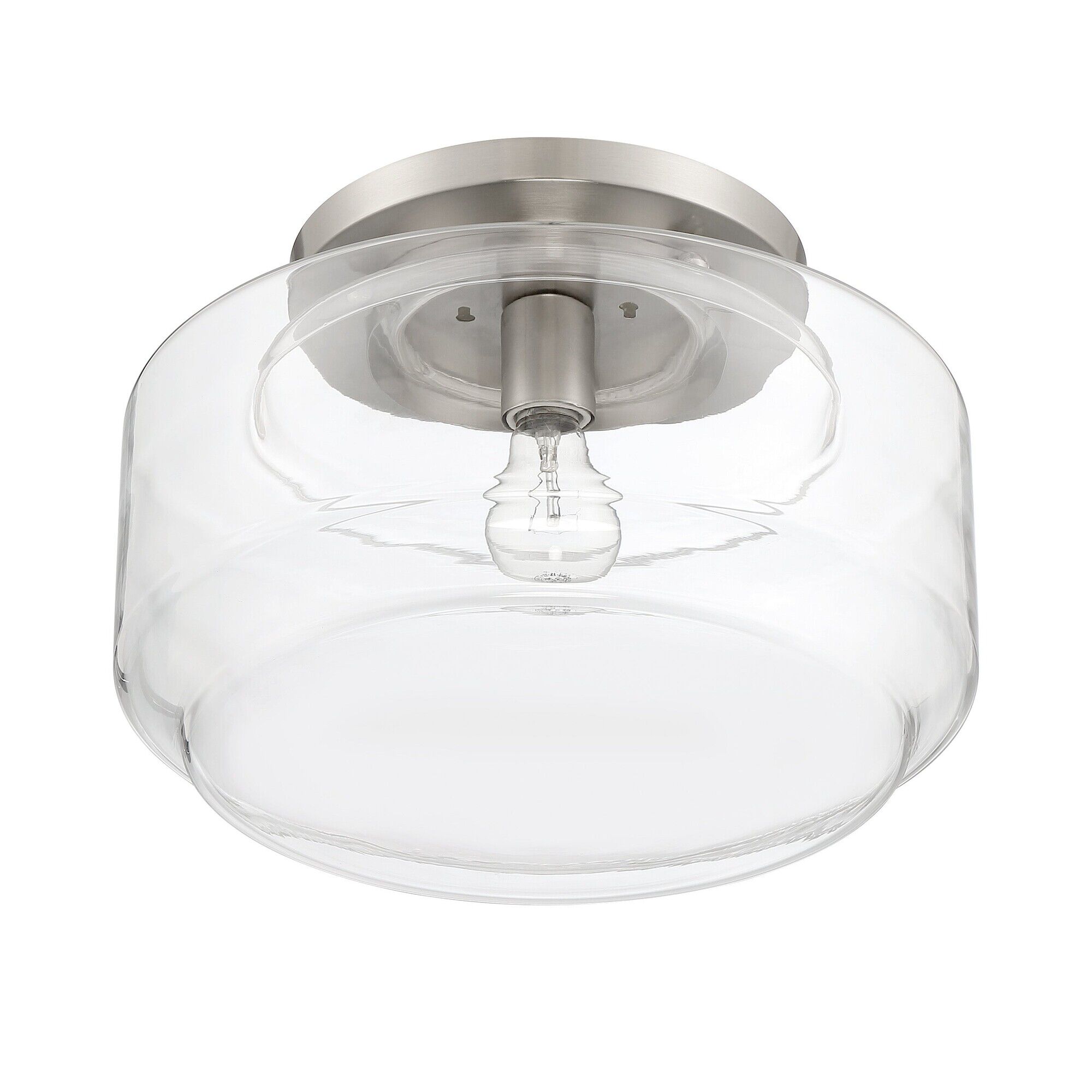 Shown in Brushed Polished Nickel finish and Clear glass and Glass shade