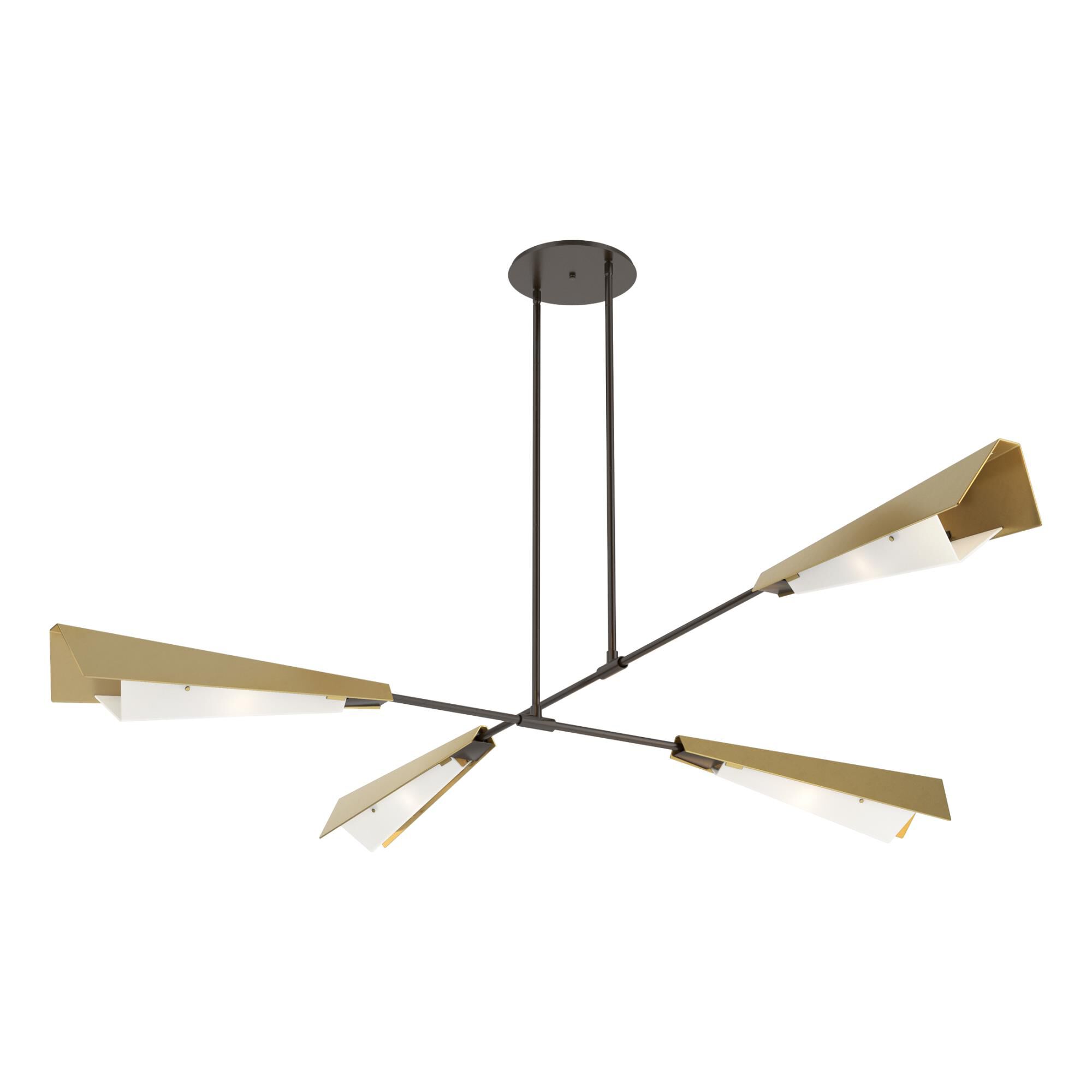 Shown in Oil Rubbed Bronze finish and White Art glass and Modern Brass accent