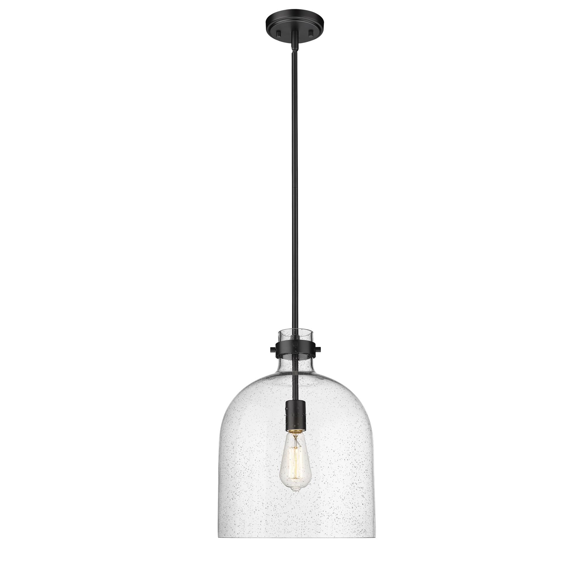 Shown in Matte Black finish and Glass shade