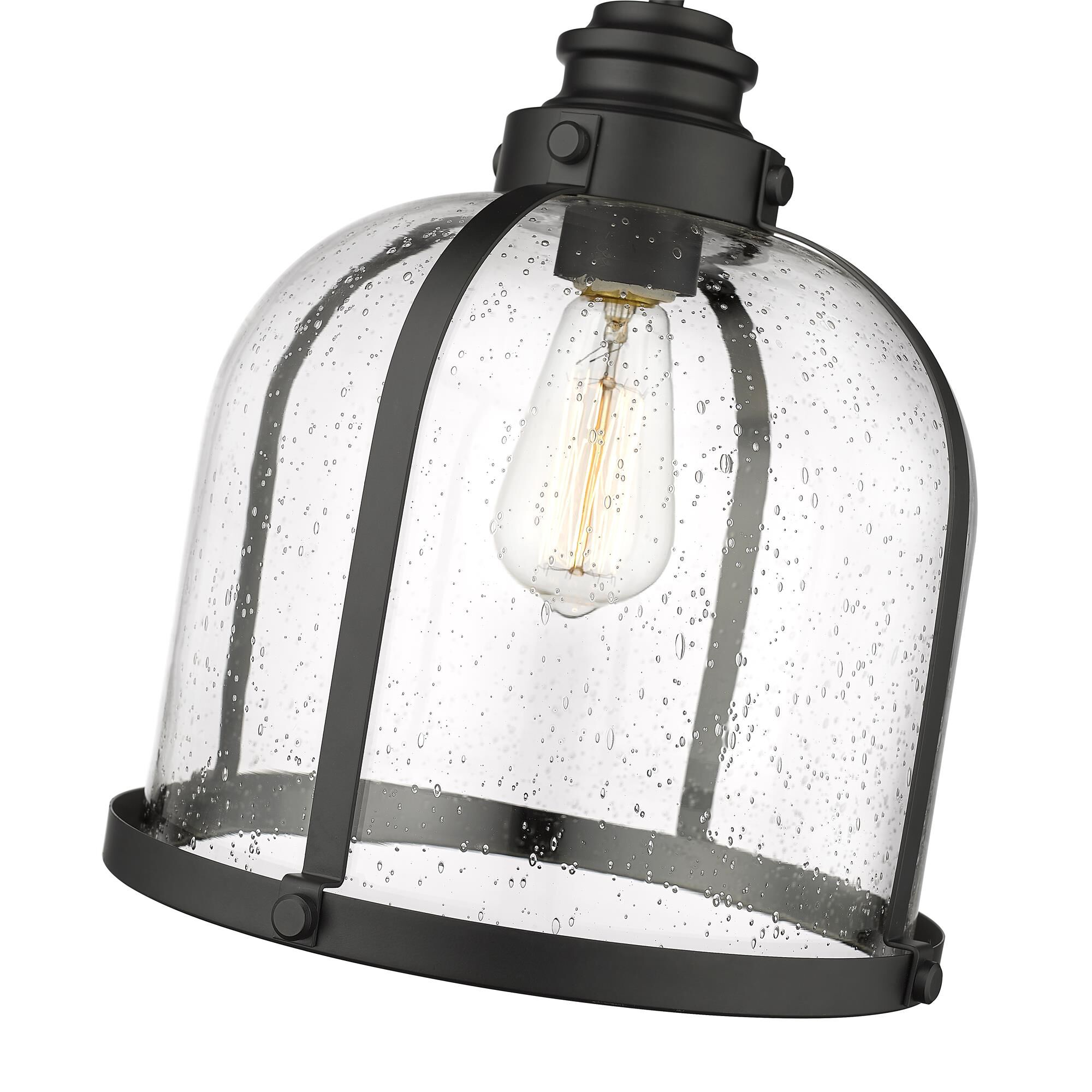 Shown in Matte Black finish and Glass shade