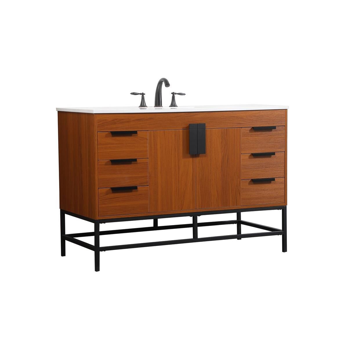 Shown in Teak finish and Without Backsplash accent