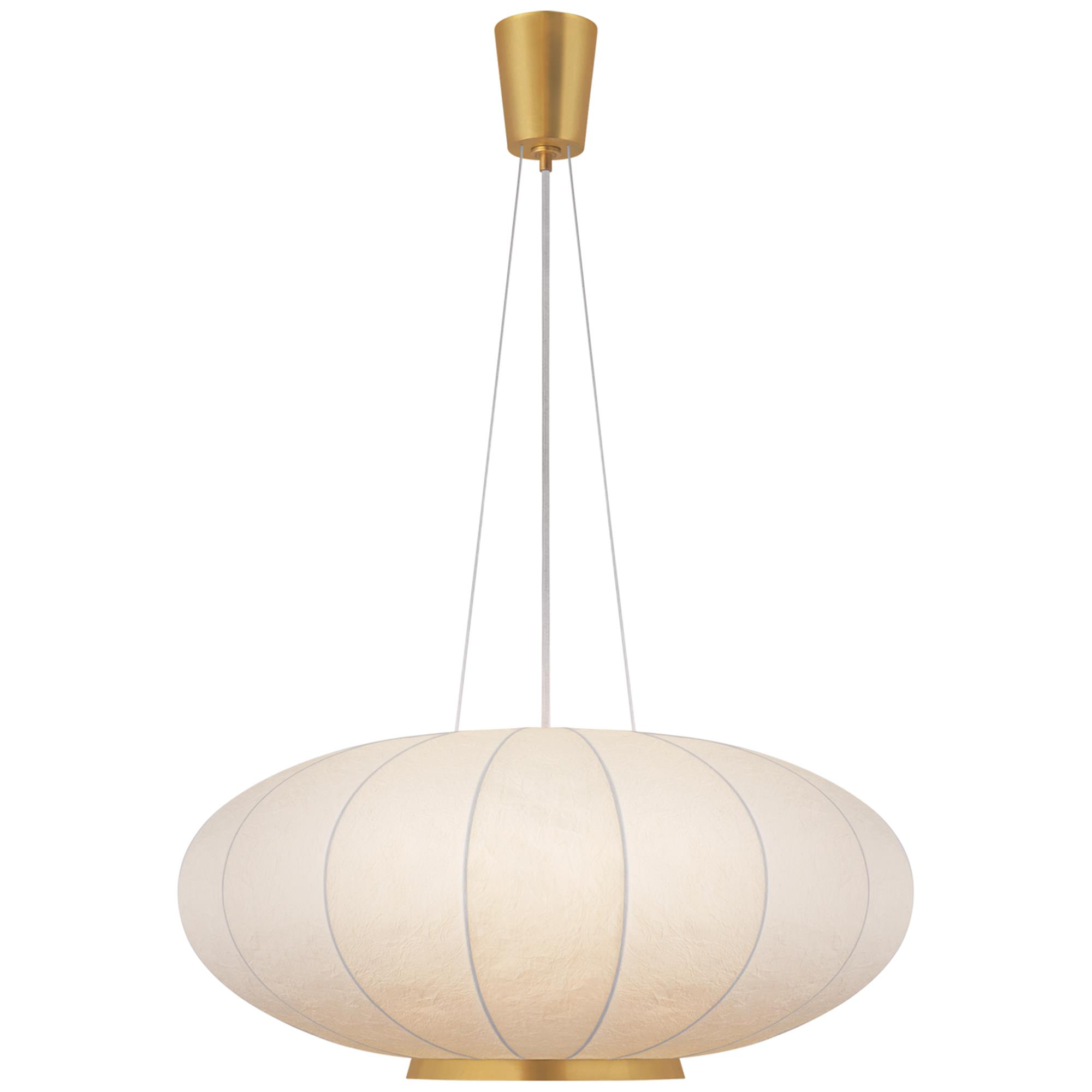 Shown in Soft Brass finish and Rice Paper shade