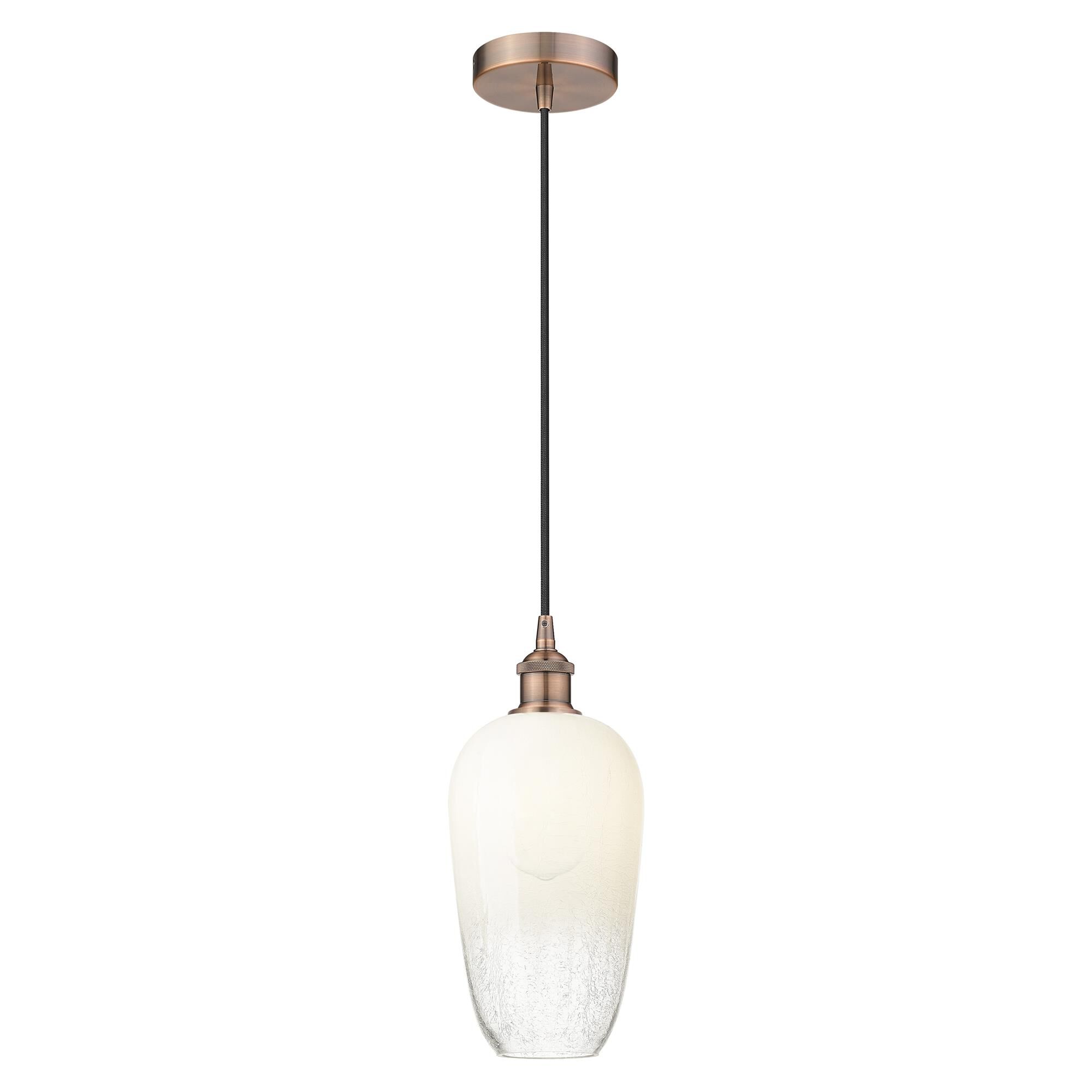 Shown in Antique Copper finish and Opal glass