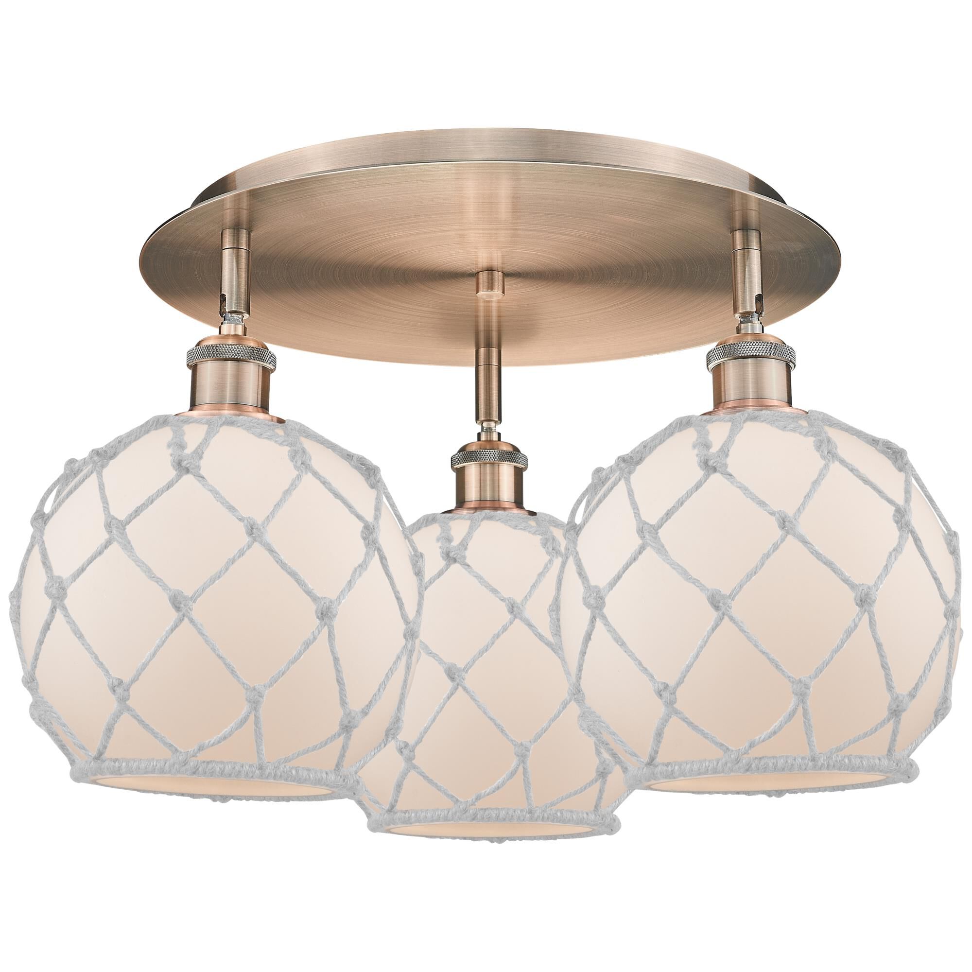 Shown in Antique Copper finish and White with White Rope glass