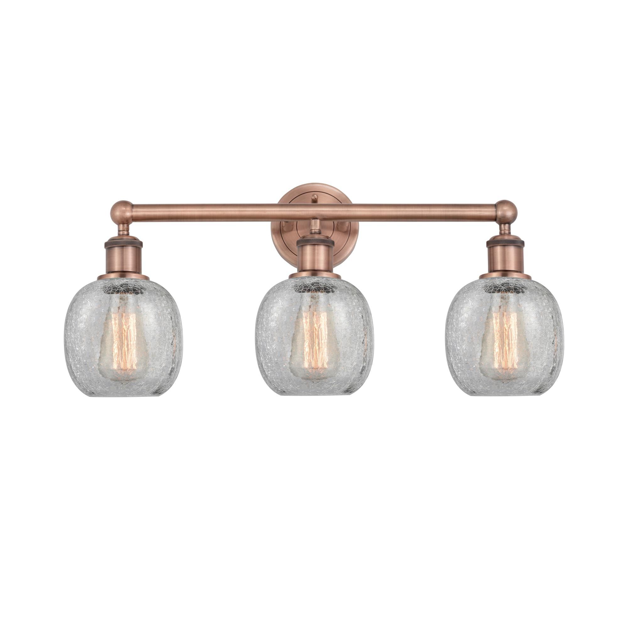 Shown in Antique Copper finish and Clear Crackle glass