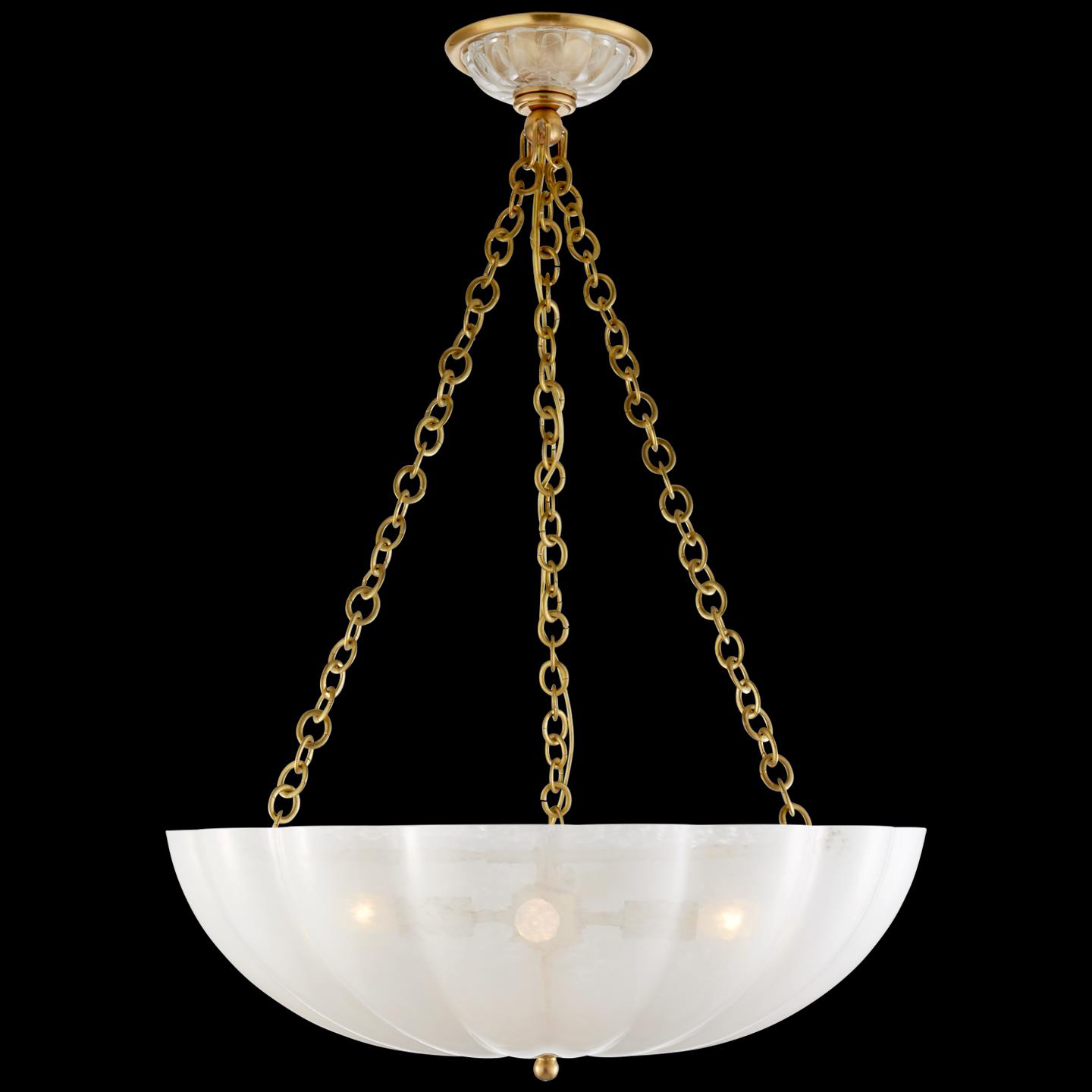 Shown in Hand-Rubbed Antique Brass finish and White glass