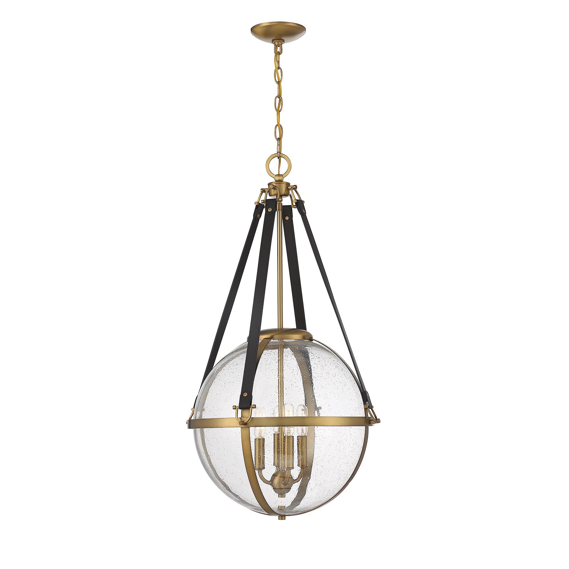Shown in Warm Brass finish and Seeded glass and Glass shade
