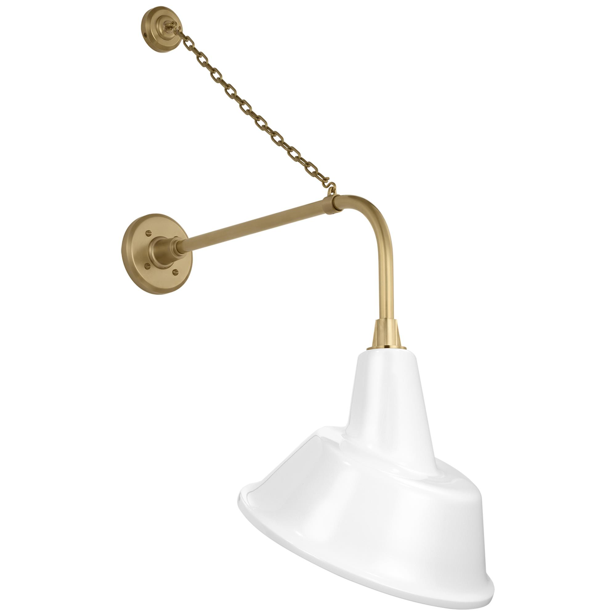 Shown in Hand-Rubbed Antique Brass finish and White Tilted Bowers shade