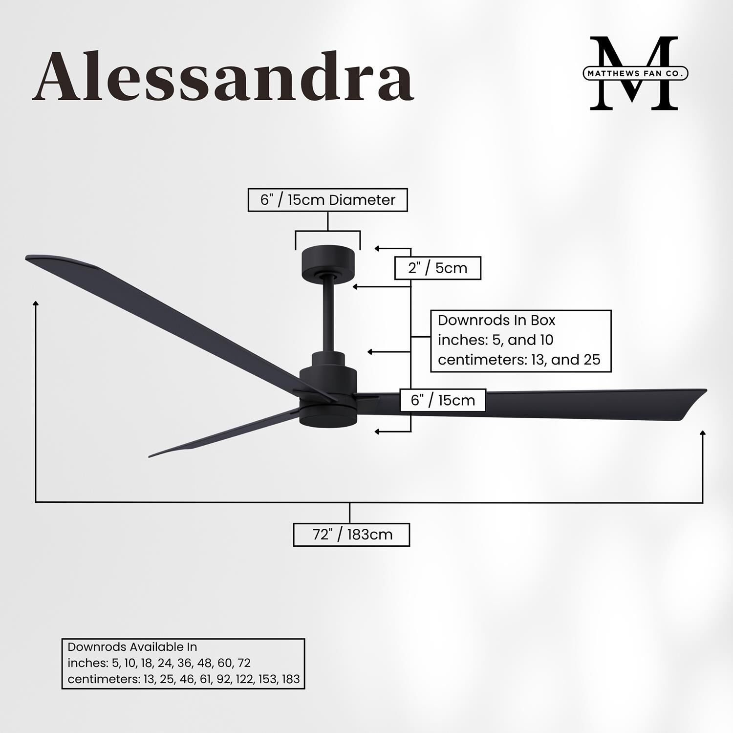 Alessandra 72 Inch Ceiling Fan by Matthews Fan Company