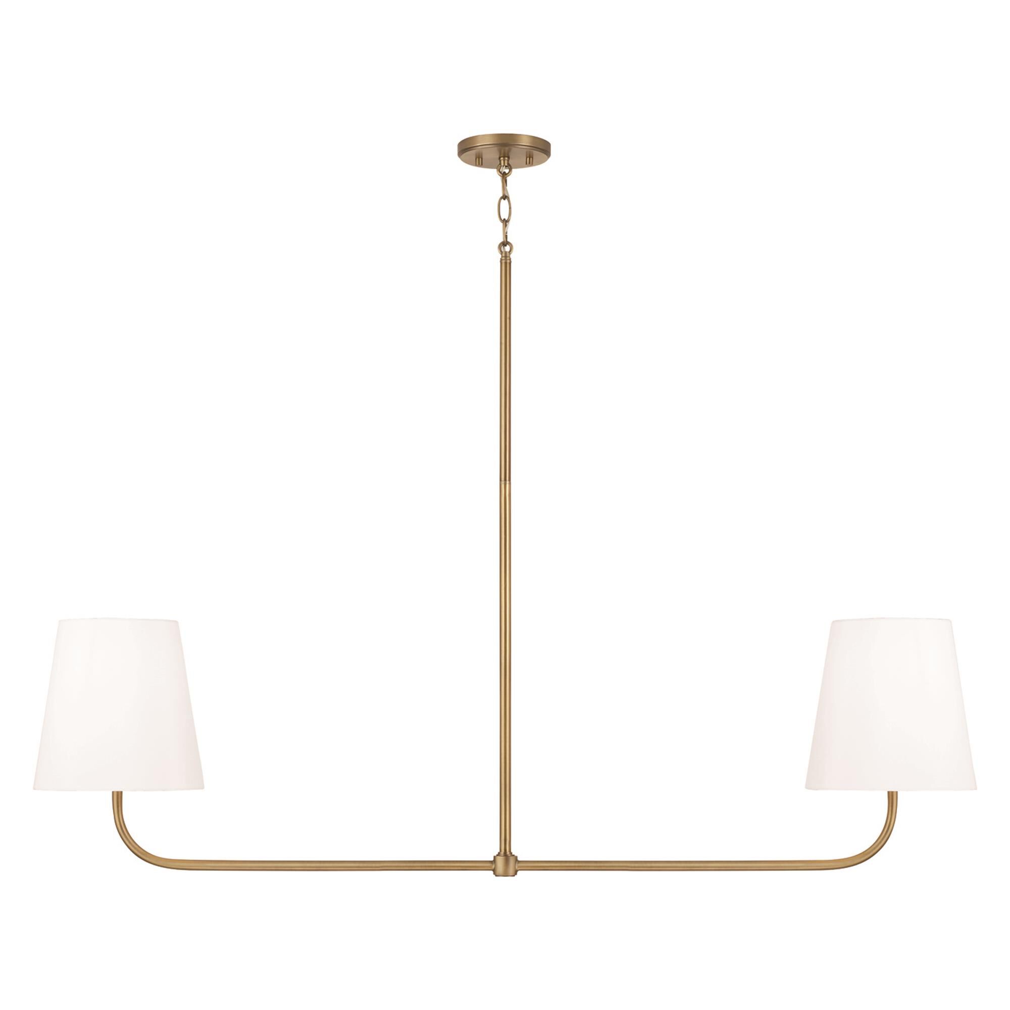 Shown in Aged Brass finish and White Fabric Stay-Straight shade