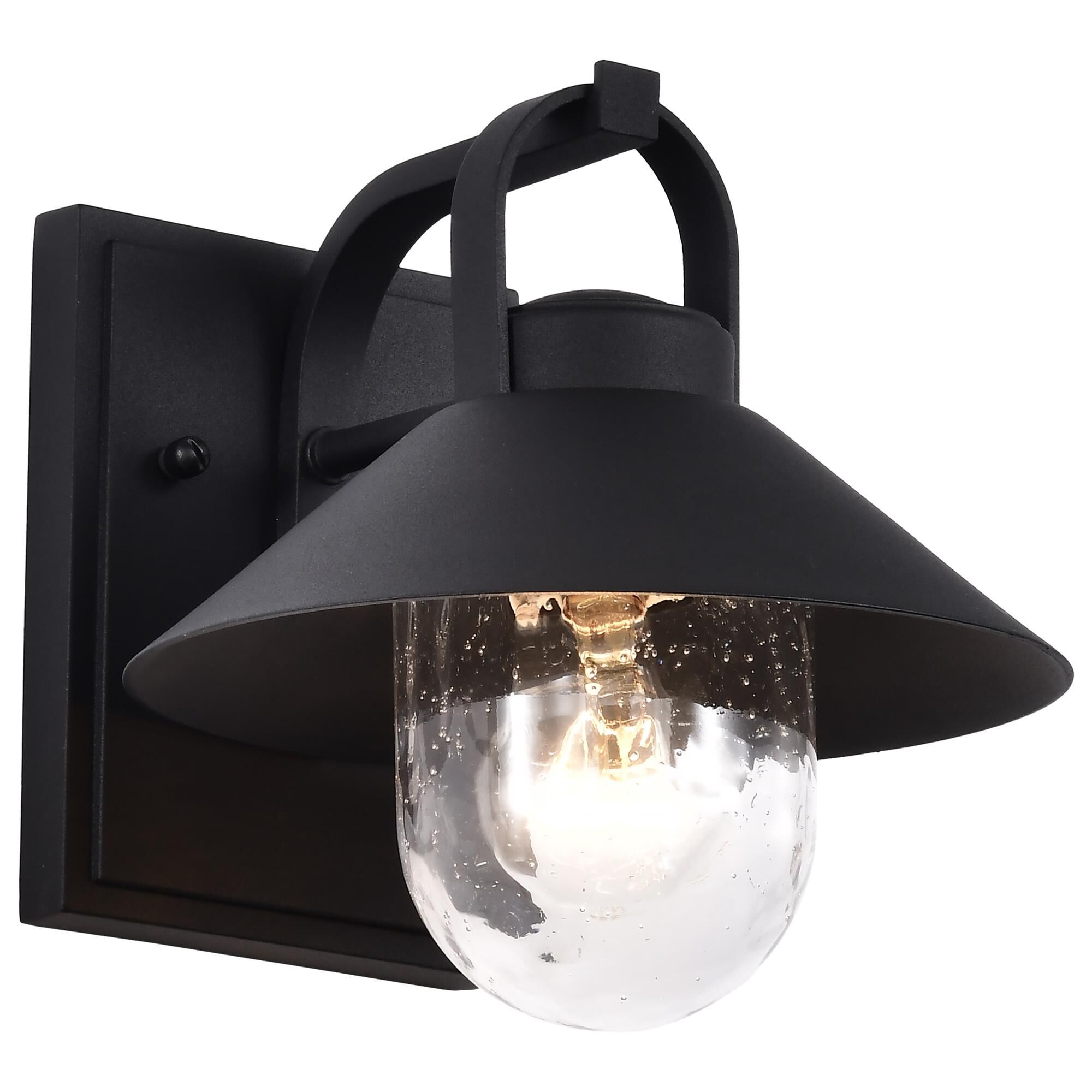 Shown in Black finish and Clear Seeded glass