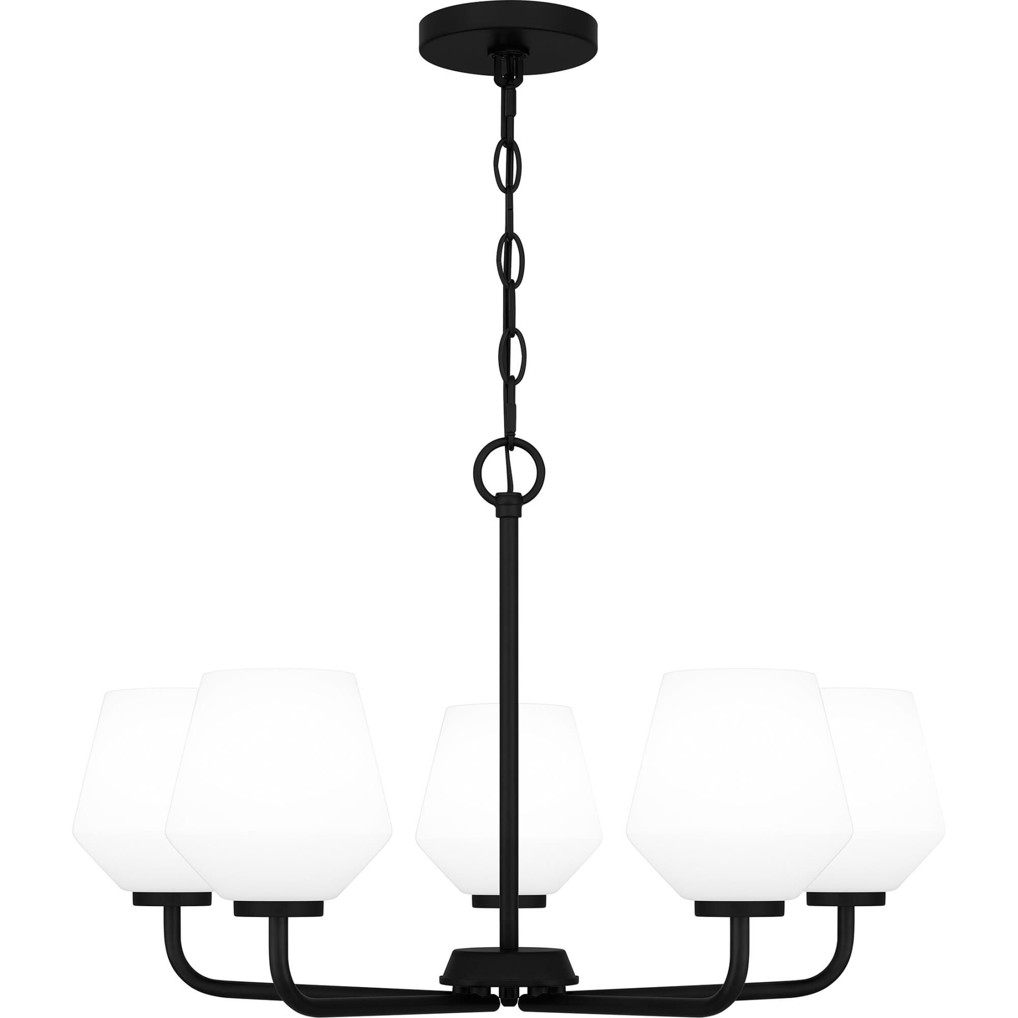 Shown in Matte Black finish and Opal Etched glass and Opal Etched Glass shade