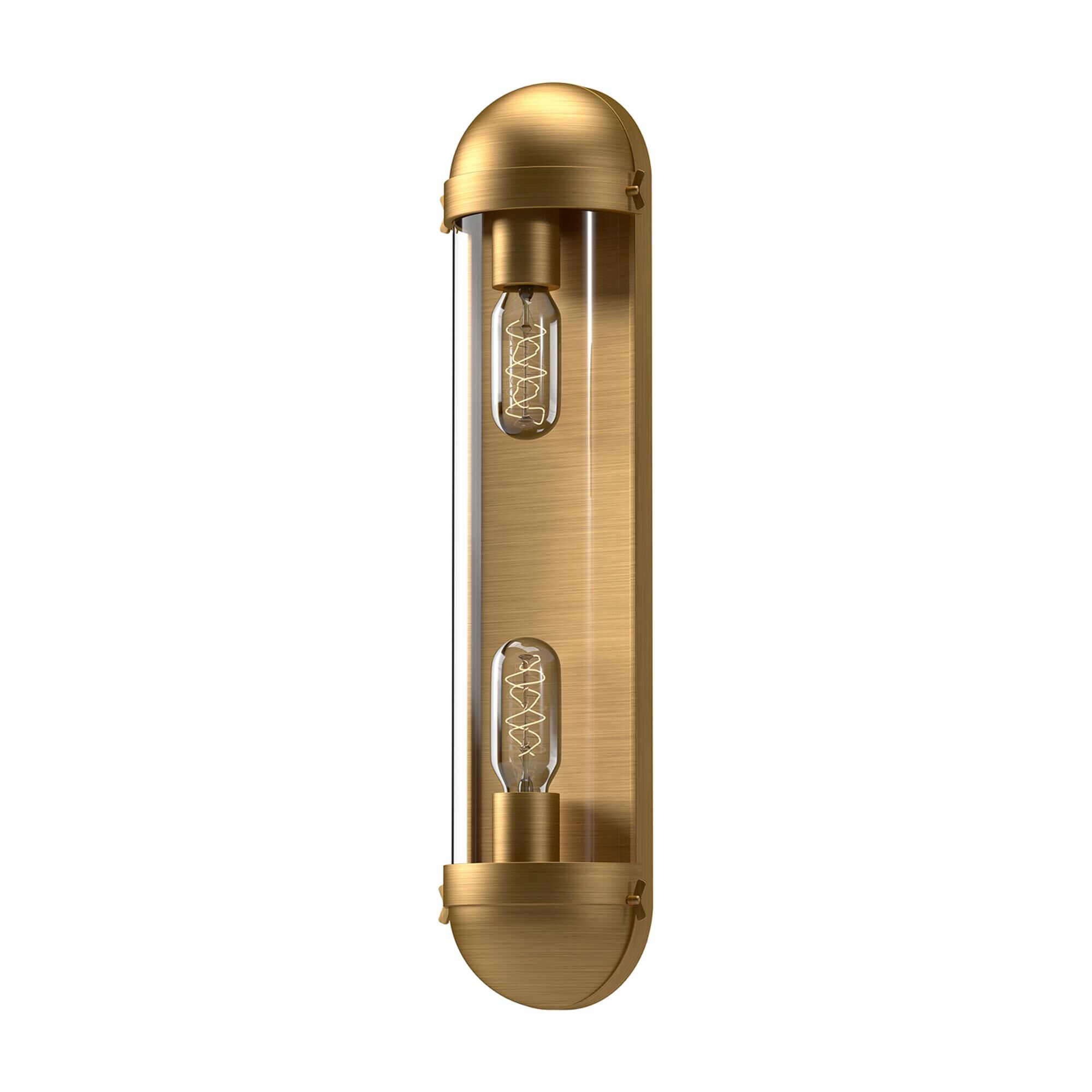Shown in Aged Gold finish and Clear glass