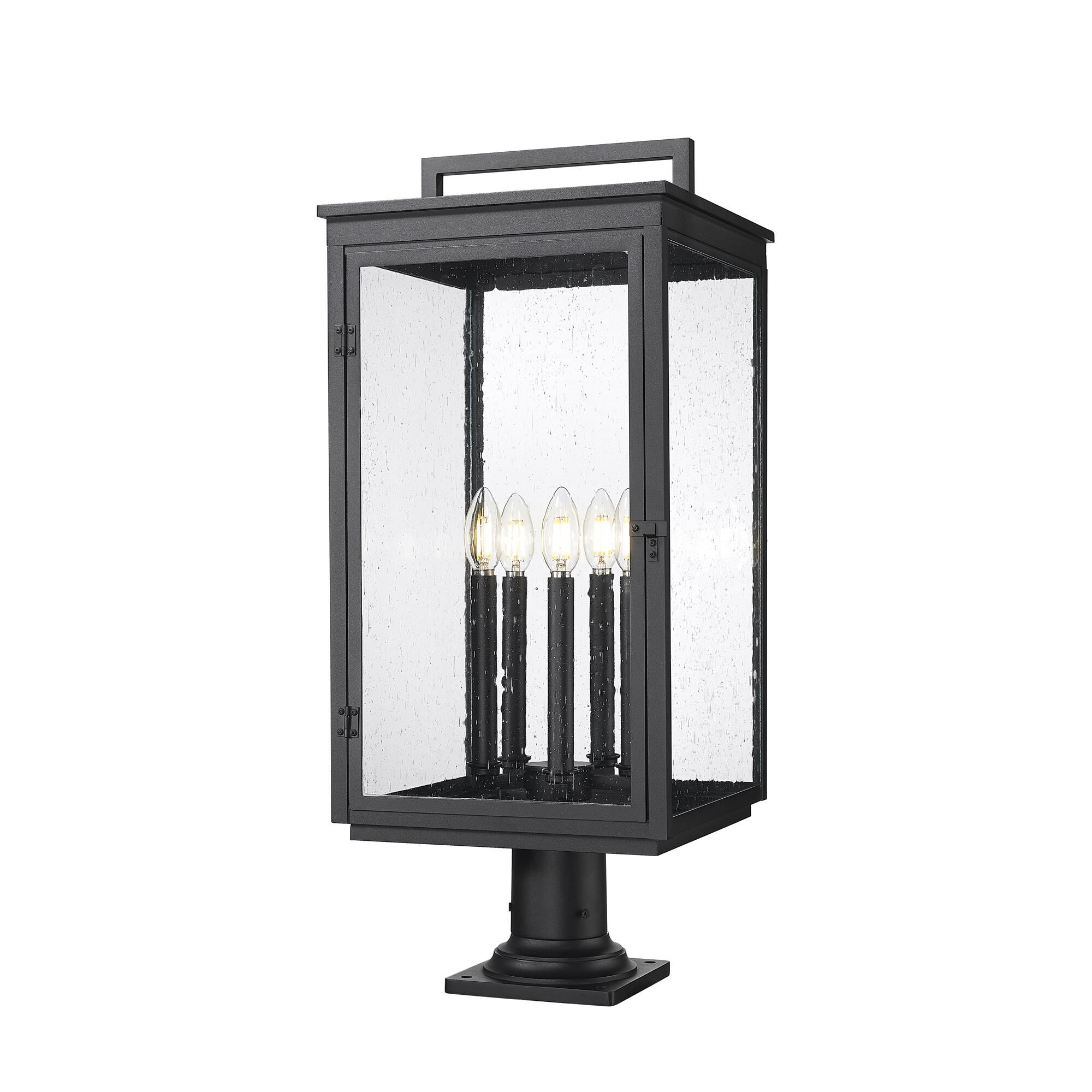 Shown in Sand Black finish and Clear Seedy glass and Clear Seedy shade