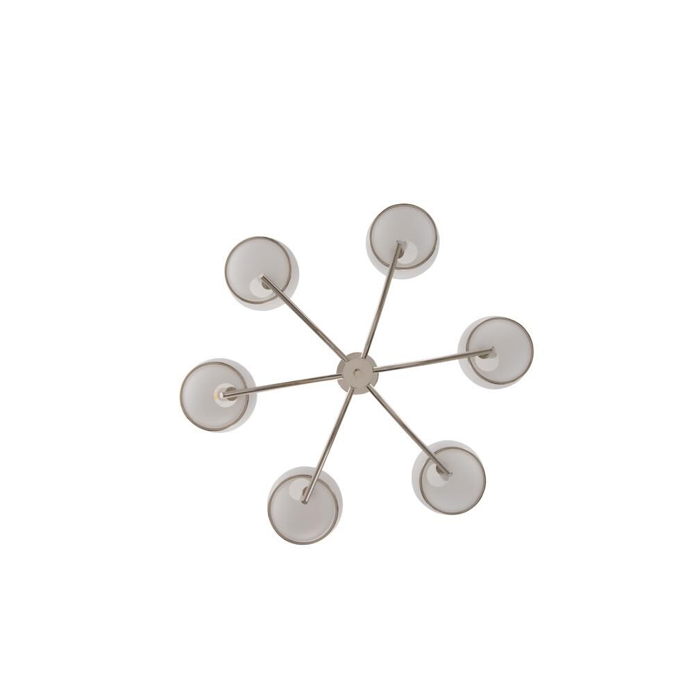 Shown in Polished Nickel finish and White Opal glass