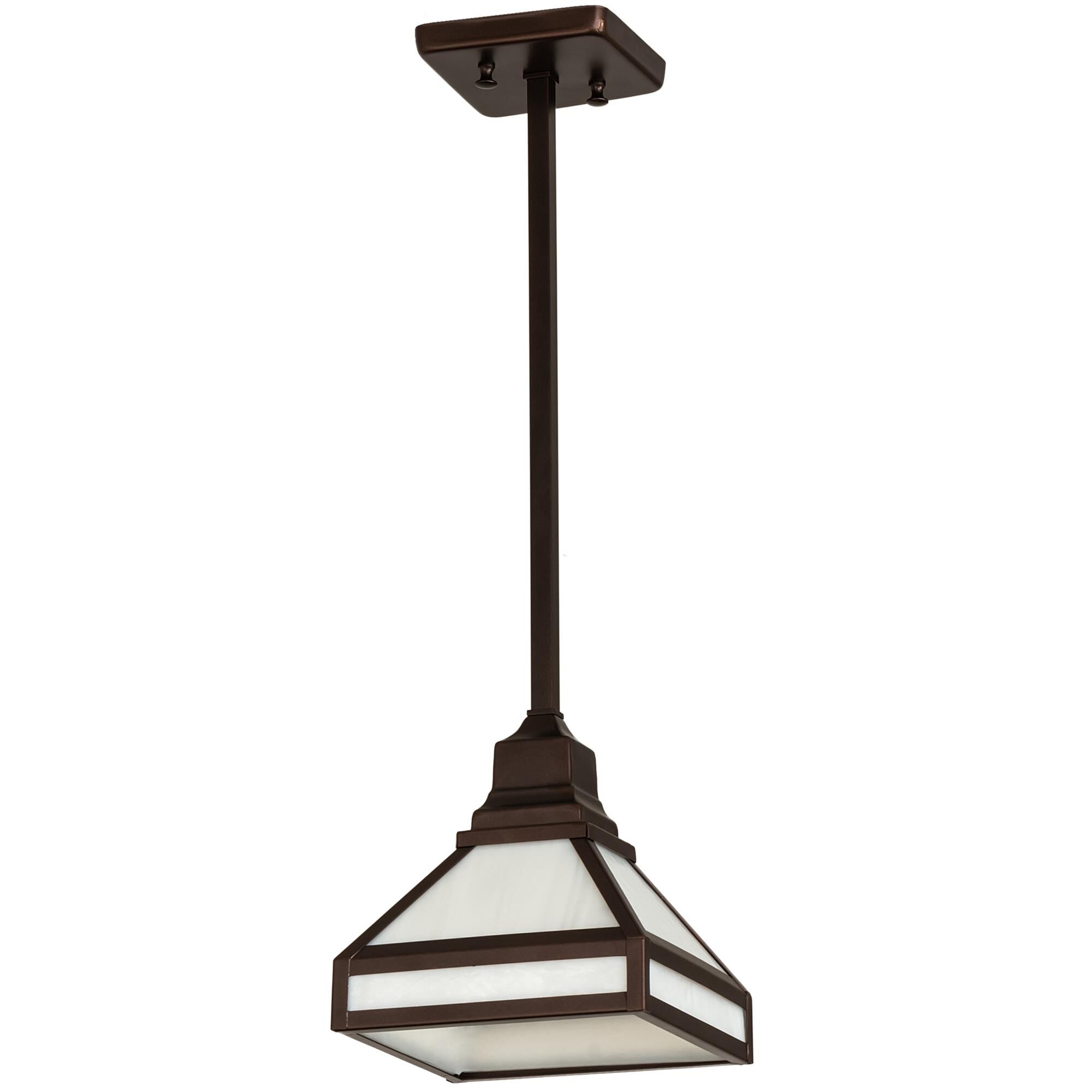 Shown in Mahogany Bronze finish and White glass