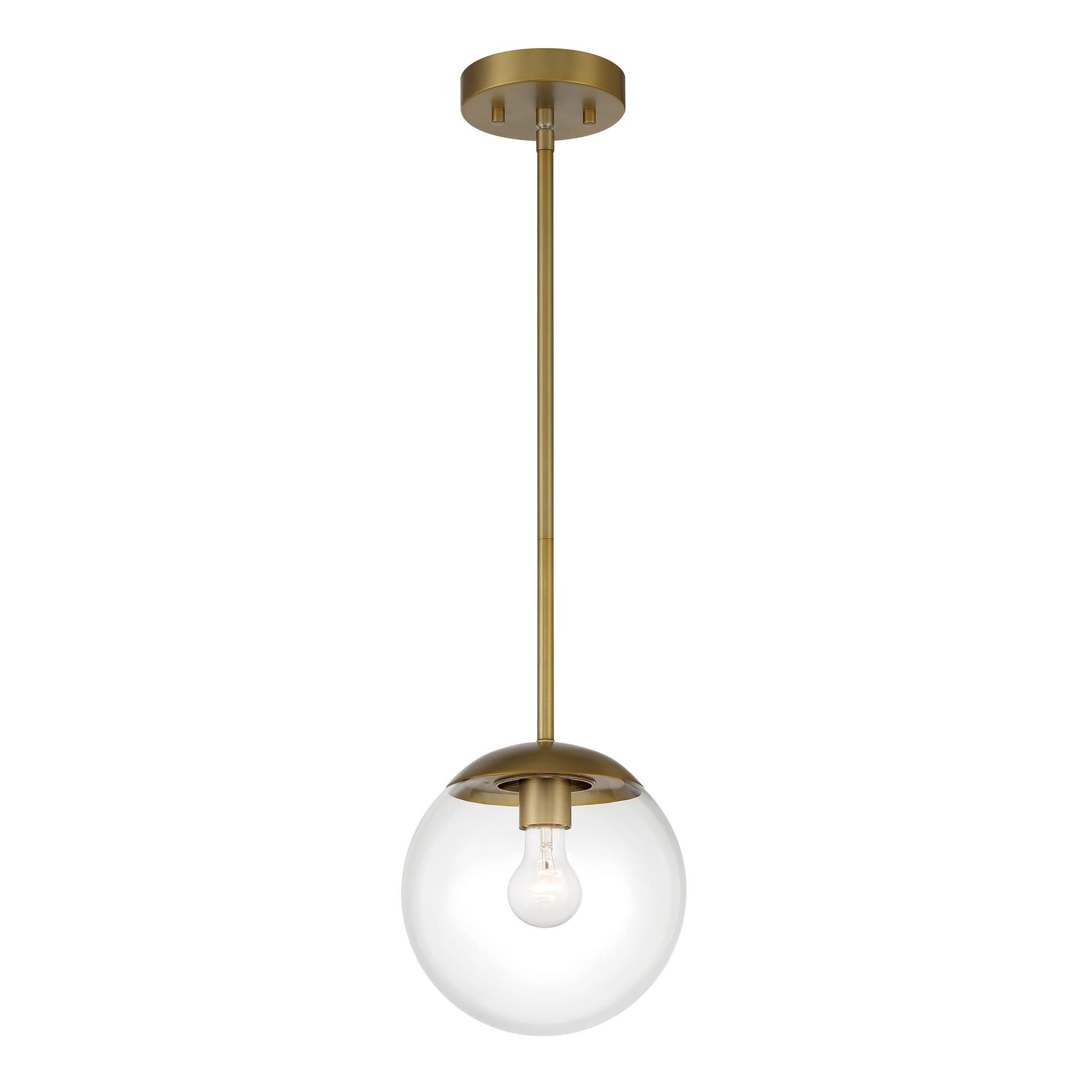 Shown in Soft Brass finish and Clear glass