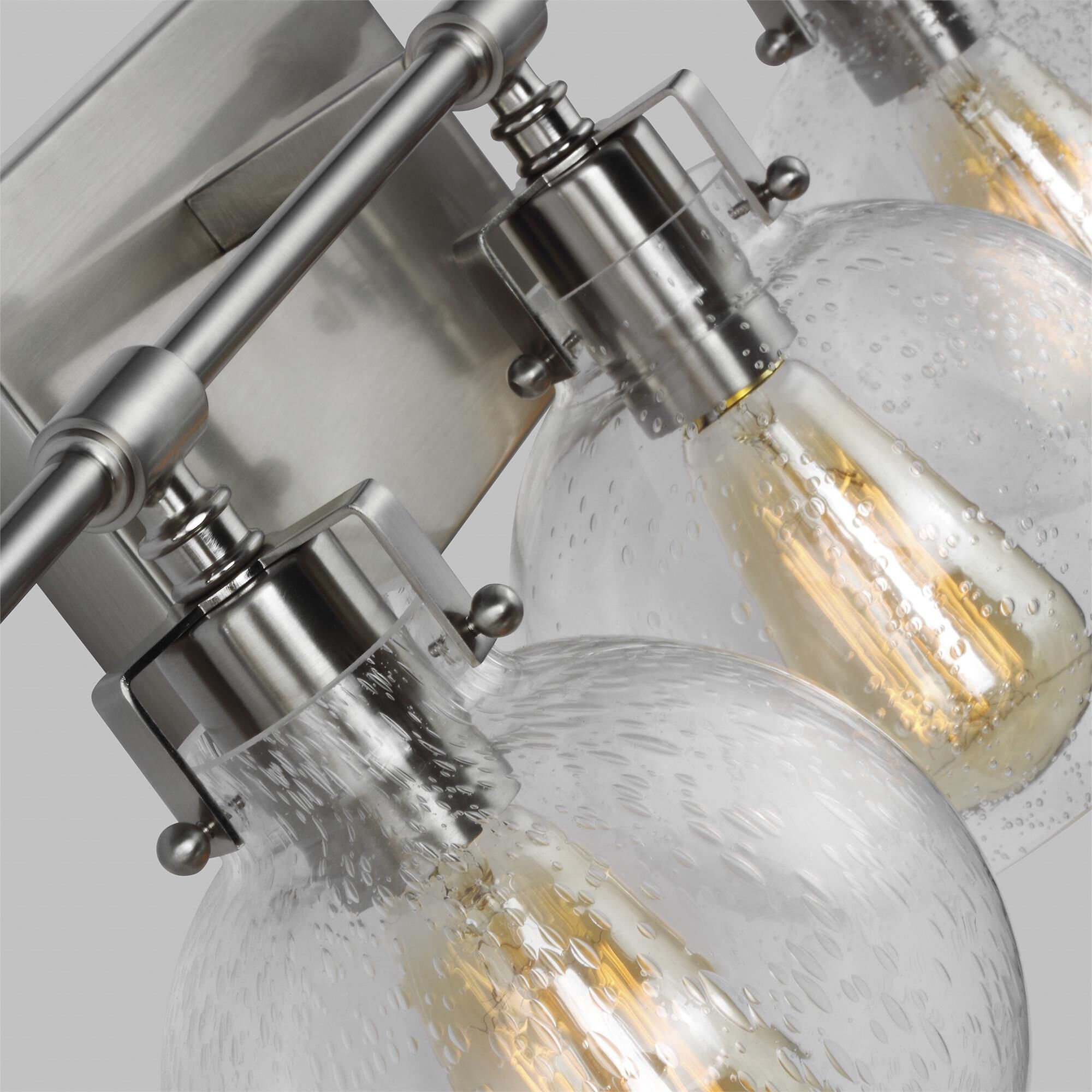 Shown in Satin Nickel finish and Clear Seeded glass