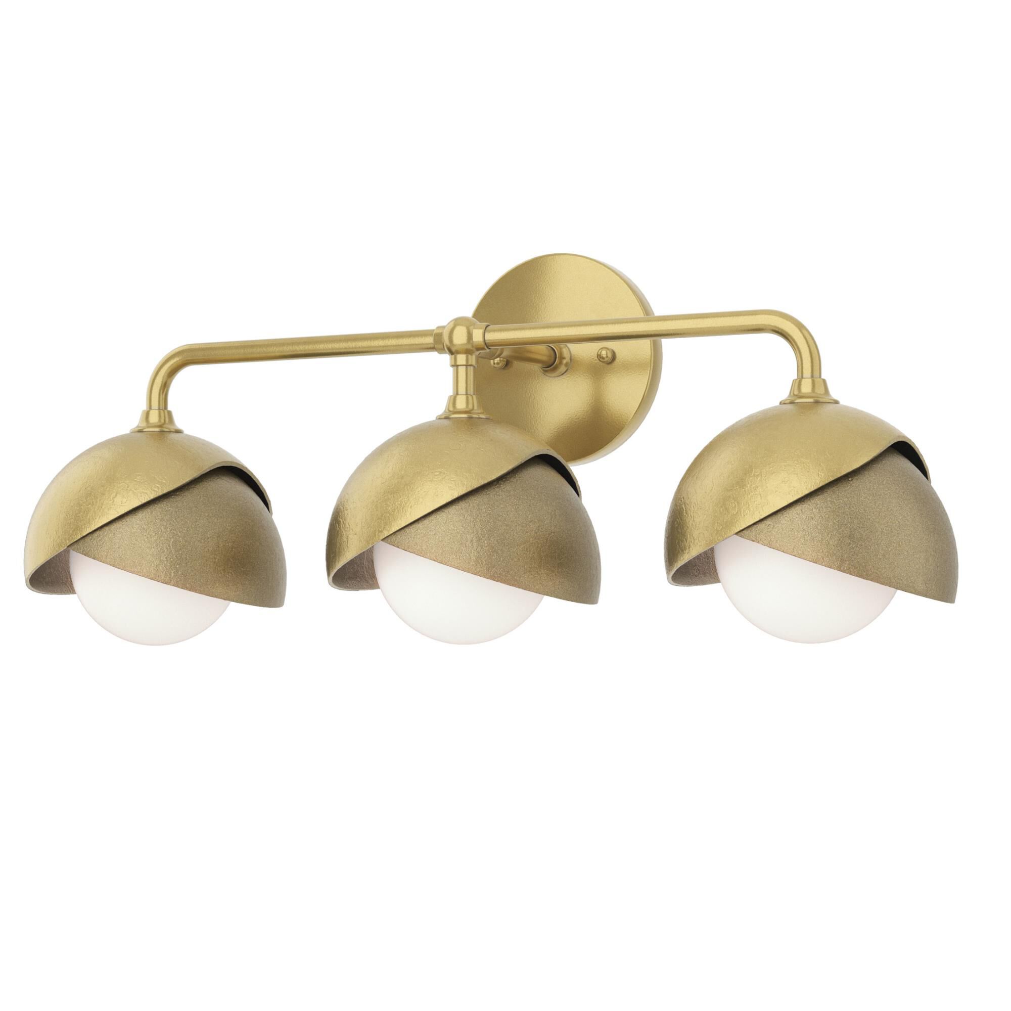 Shown in Modern Brass finish and Opal glass and Soft Gold accent