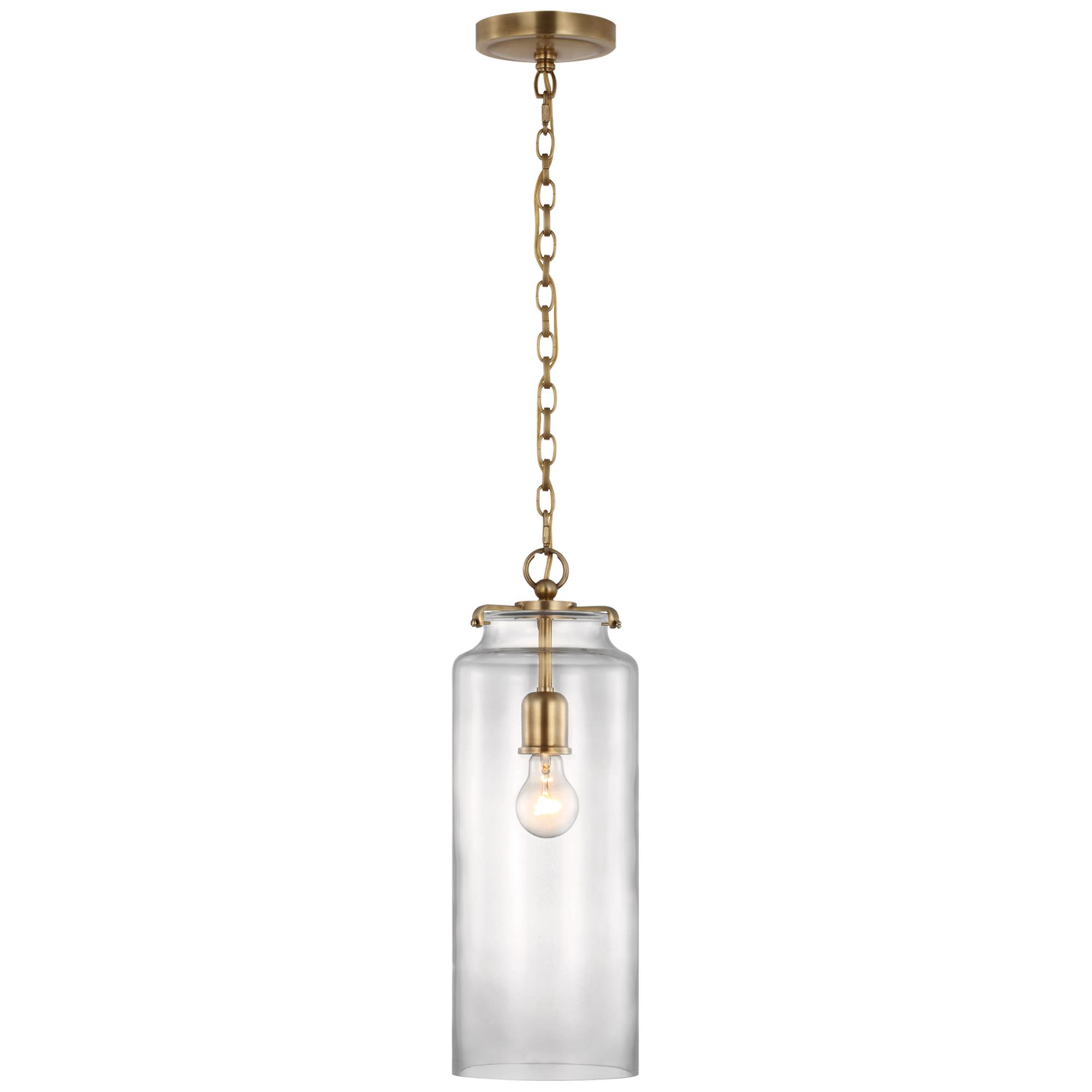 Shown in Hand-Rubbed Antique Brass finish and Clear glass