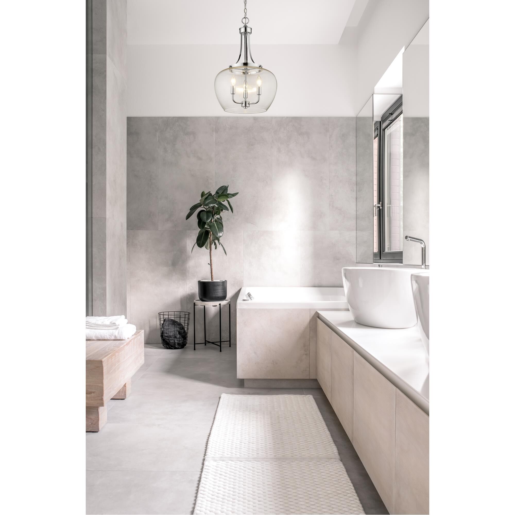 Shown in Chrome finish and Clear glass and No Shade shade