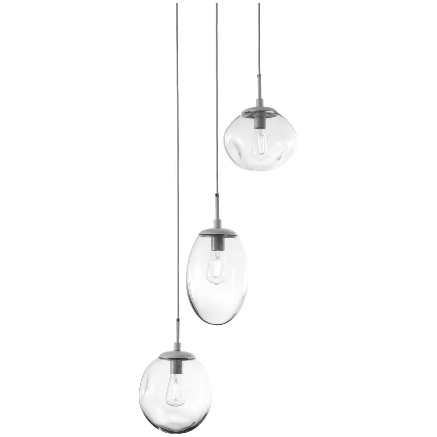 Shown in Metallic Beige Silver finish and Blown Clear glass