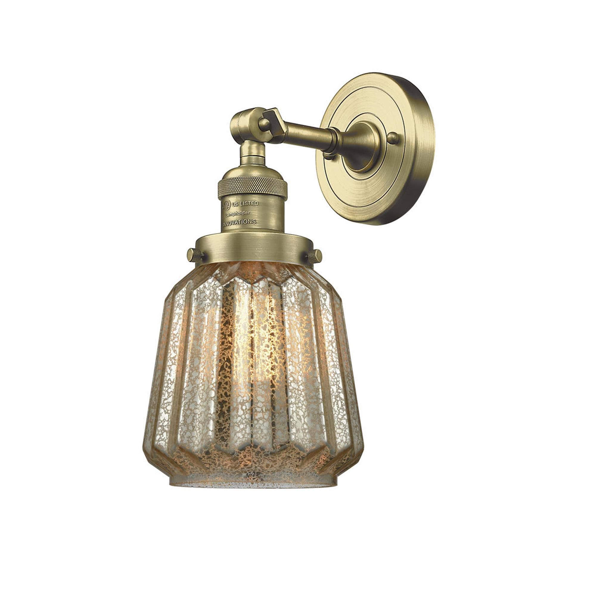Shown in Antique Brass finish and Clear glass