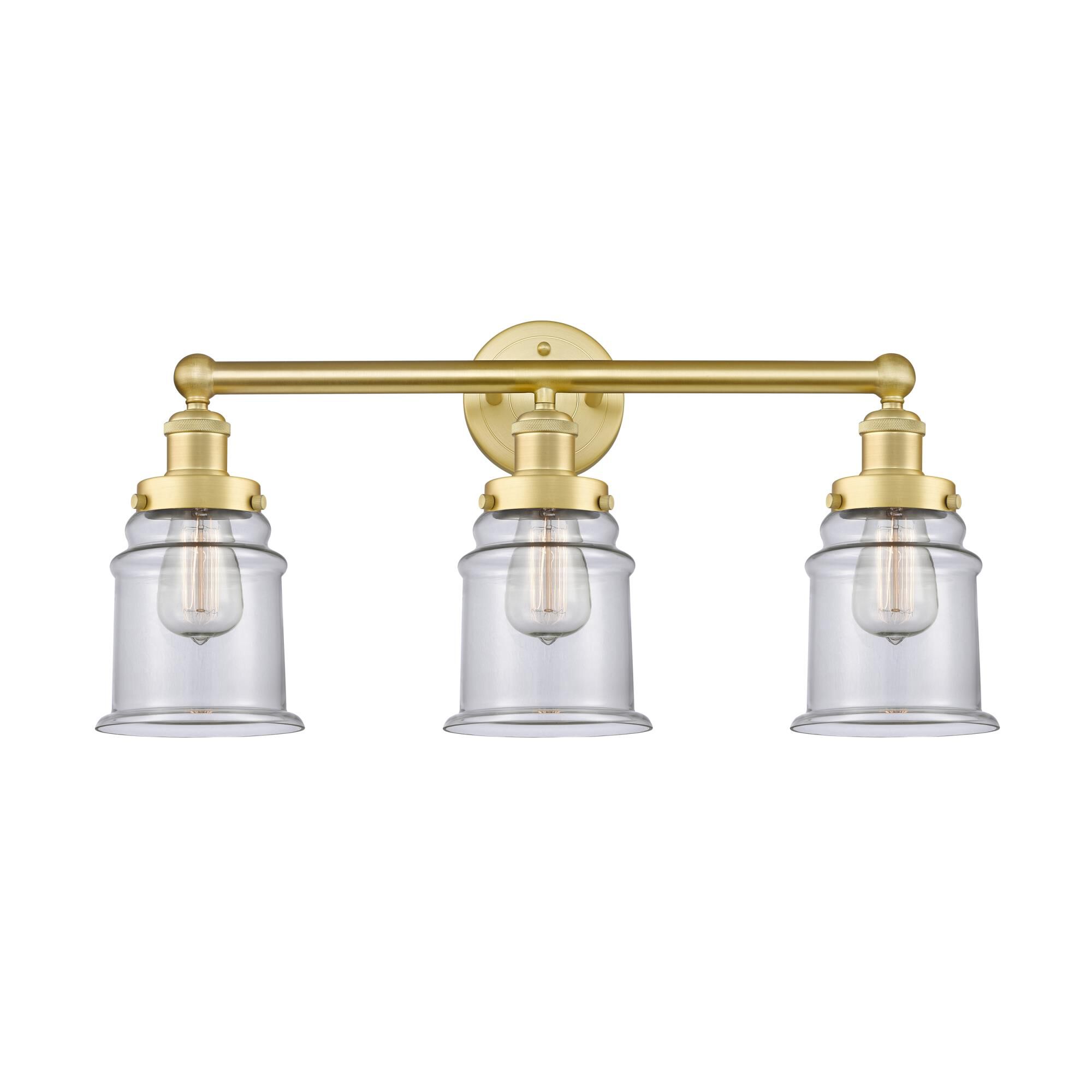 Shown in Satin Gold finish and Clear glass